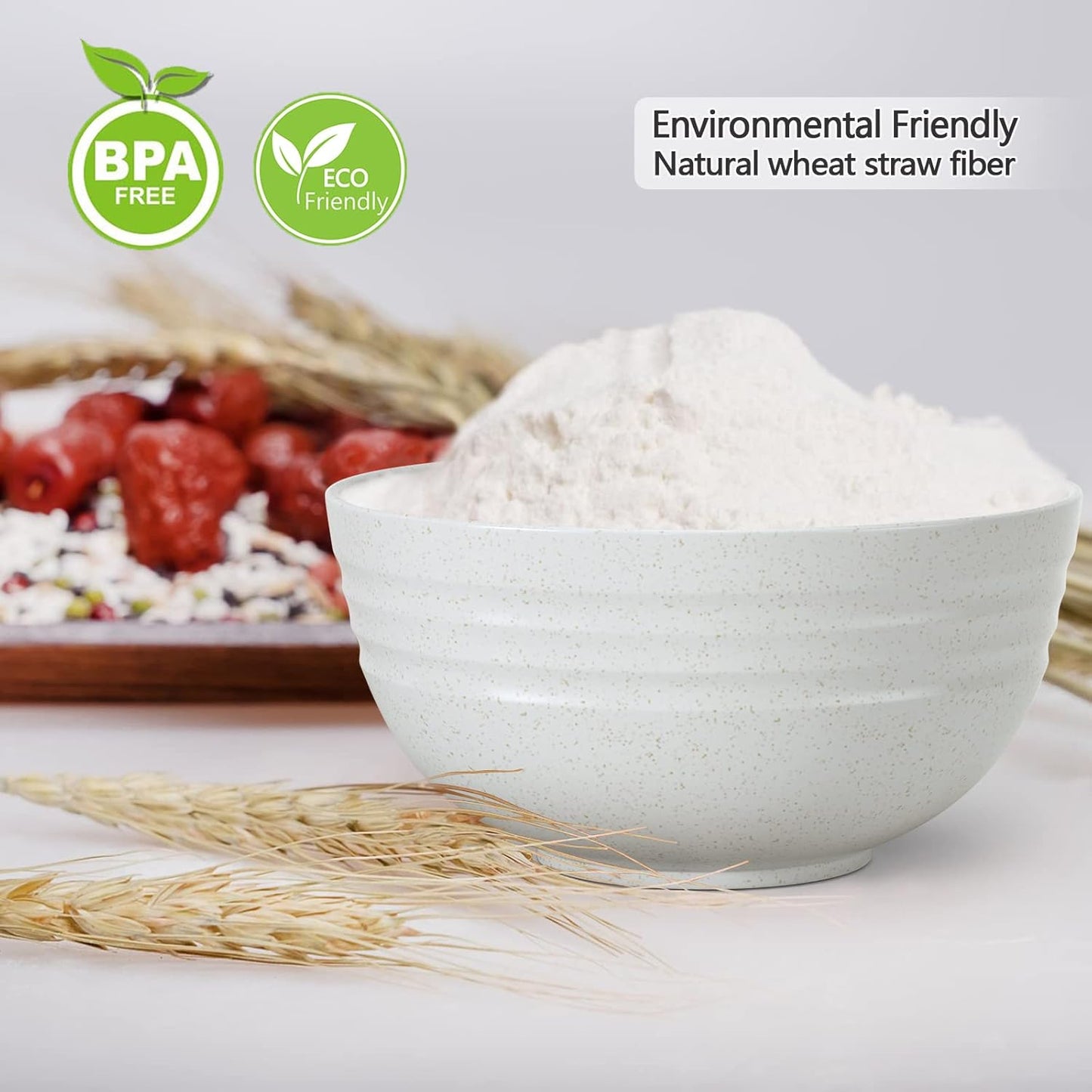 【NOT Ceramic】Unbreakable Cereal Bowls, 25 OZ Wheat Straw Bowls Microwave and Dishwasher Safe Bpa-Free Eco-Friendly Bowl Beige Color for Cereal, Serving ,Soup, Oatmeal, Pasta and Salad(Set of 6)