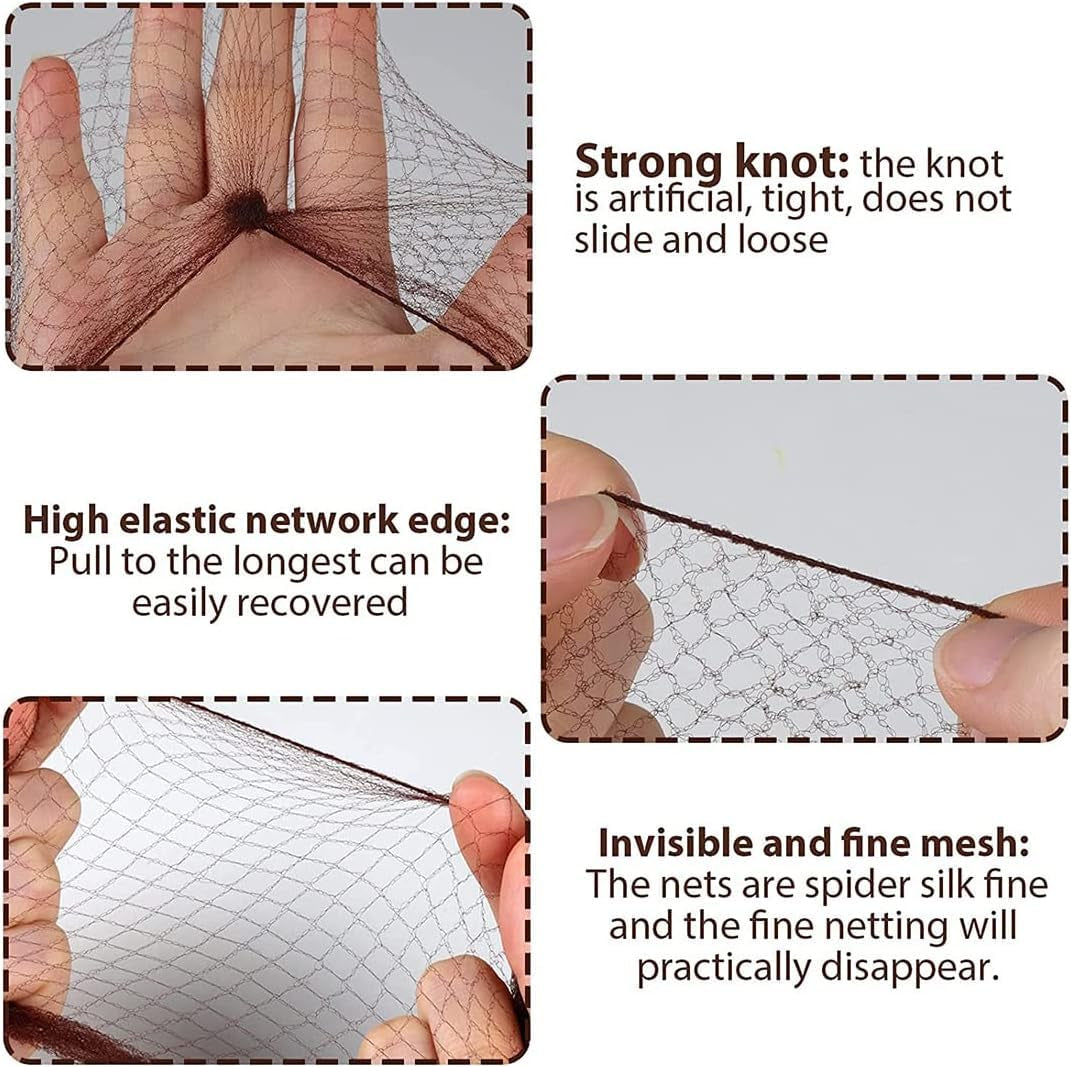 Invisible Hair Nets and U Shaped Hair Pins Set/Hair Bun Shaper Set with 50Pcs Elastic Edge Mesh Hair Nets and 10Pcs Positioning U Shaped Hair Pins for Women Hair Bun(Brown)