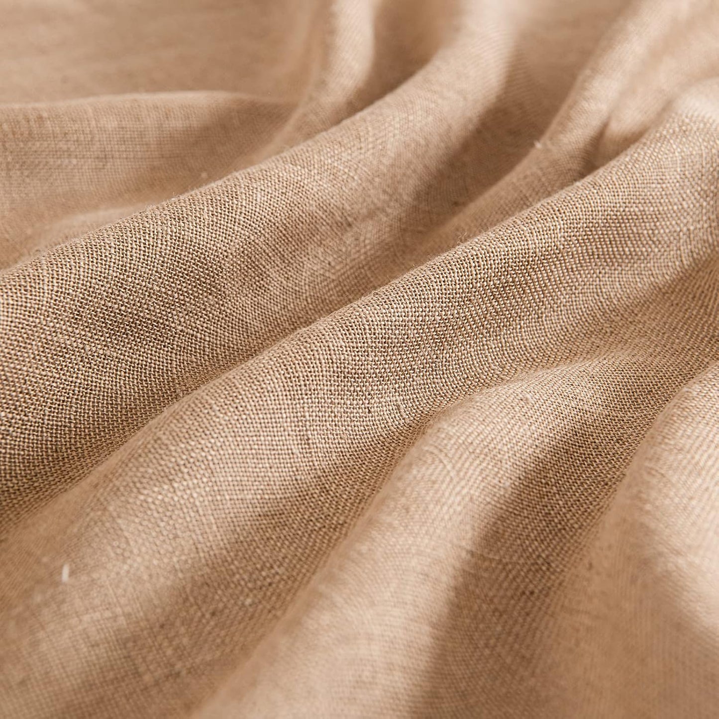 Brown Thick Linen Curtains 84 Inch Length for Bedroom Living Room, Linen Textured Window Drapes Semi Sheer Light Filtering Grommet Top Burlap Look, 2 Panels, Width 38 X Length 84 Inches