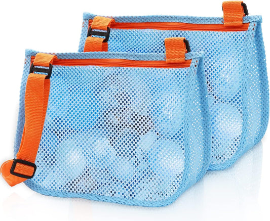 Beach Toy Mesh Beach Bag, Kids Beach Sand Toy Seashell Bag with Adjustable Shoulder Straps, Kids Shells Bags for Picking up Shells Beach Sand Toys for Boys and Girls (Blue)