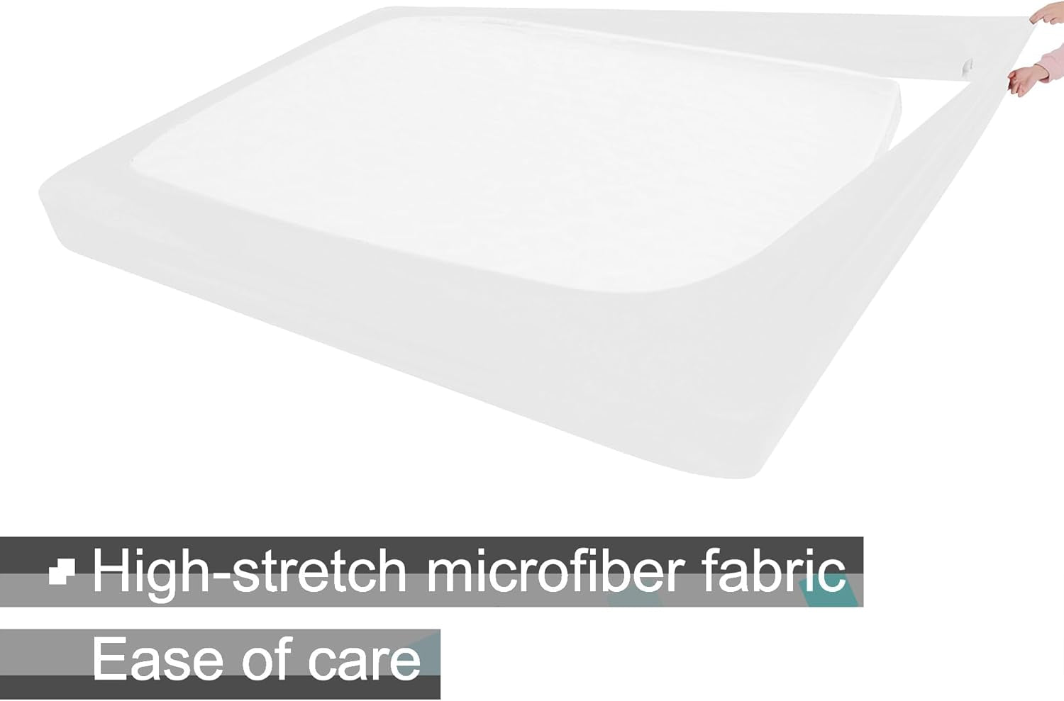 Box Spring Cover Queen Size - Jersey Knit & Stretchy Wrap around 4 Sides Bed Skirt for Hotel & Home - Queen/Queen XL, White