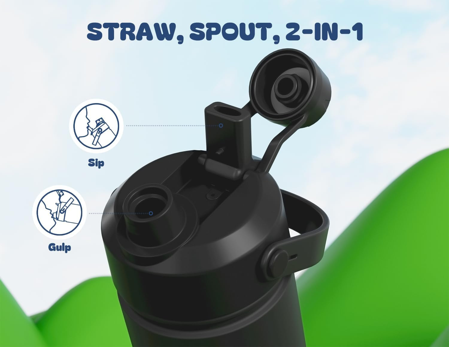 12 Oz Kids Leakproof Water Bottle: 2-In-1 Straw Spout Lid, Bpa-Free, Easy Carry, Keep Cold 24H, Cupholder Friendly, Stainless Steel Cup for Summer Camp, Playground, Trip, Birthday Gift (Dark Knight)