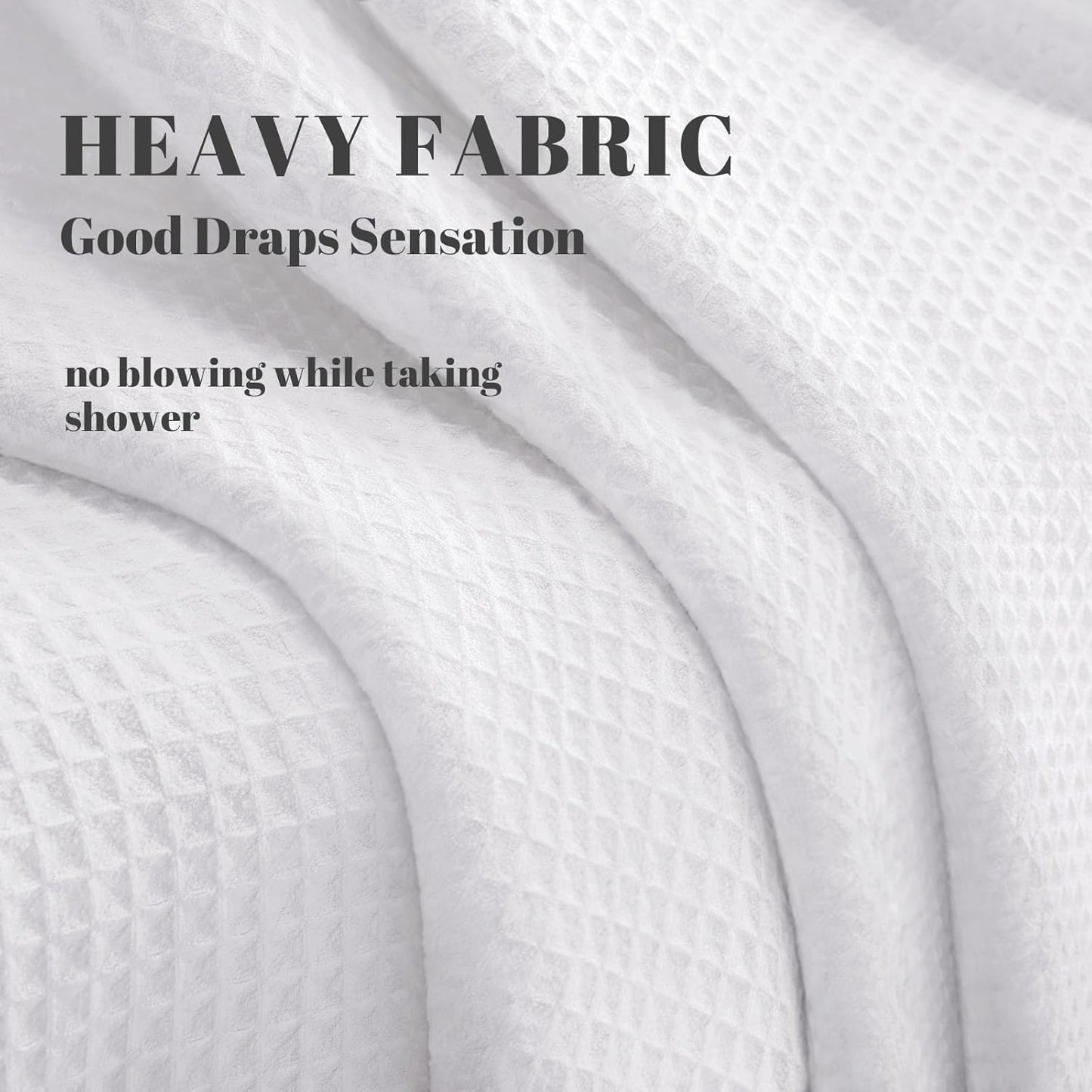 Natural Cotton Touch Shower Curtain Waffle Weave Shower Curtain for Bathroom Fabric White 72Wx72L