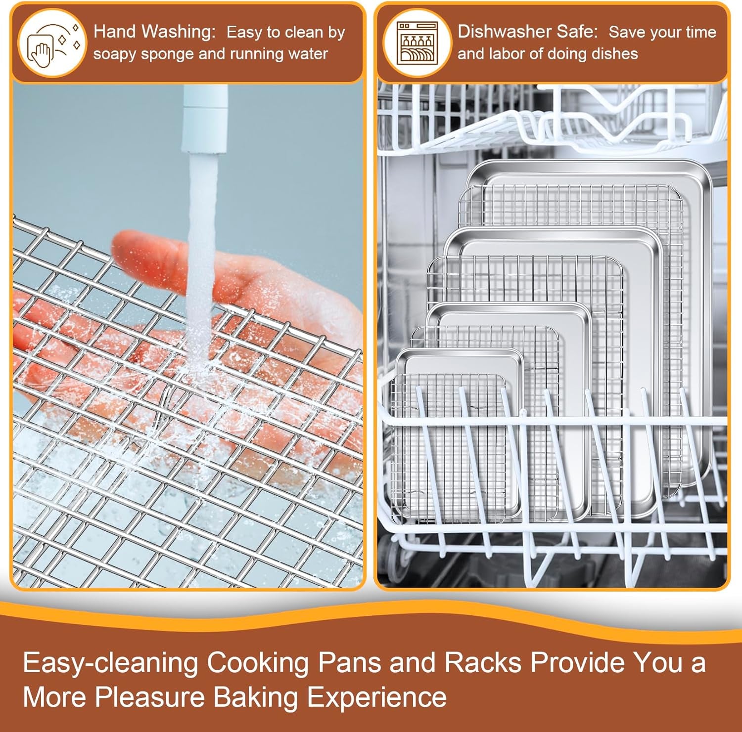 16 + 12.5 + 10.4 + 9 Inch Baking Sheet and Rack Set, Stainless Steel Cookie Sheets Oven Baking Pans Trays with Cooling Racks for Cooking & Roasting, Oven & Dishwasher Safe, (8Pcs)
