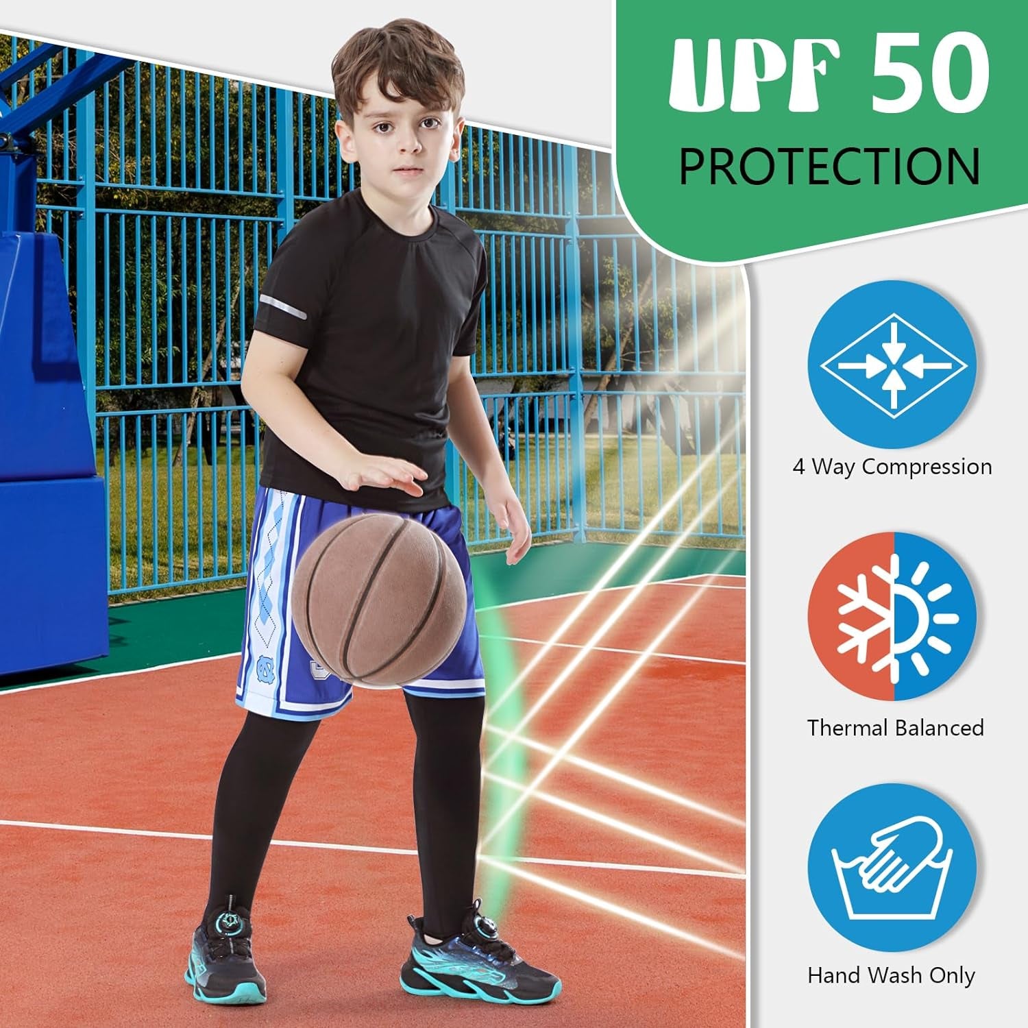 Kid Leg Sleeve 2 Pairs, Long Compression Leg Sleeve for Youth Boy Girl Basketball Soccer Football