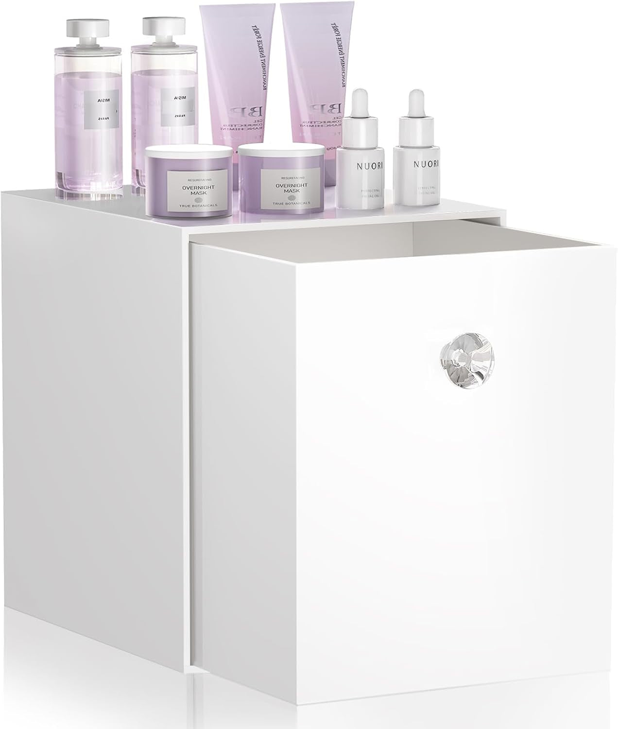 Clean Skin Club Face Towels Holder - Stackable Acrylic Organizer Compatible with Clean Skin Club Towel XL, Bathroom Vanity, Dresser Holder, Dustproof Multipurpose for Makeup, Skincare, White