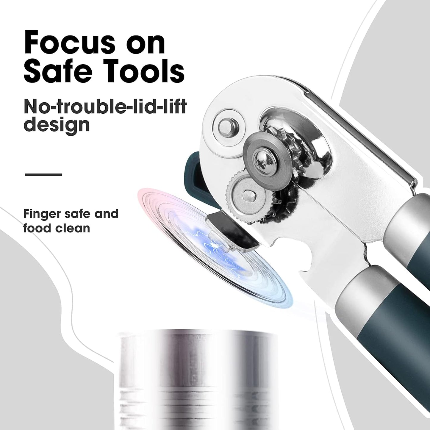 Can Opener Manual with Magnet, Hand Held Heavy Duty Can Opener with Durable Sharp Blade Smooth Edge, Big Effort-Saving Knob, Soft Grip Rubber Handle, Multifunctional Bottle Opener, Green