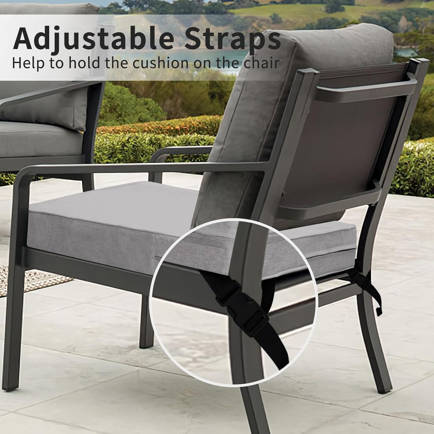 Patio Cushion Covers 27X25X5 Inch 4 Pack, Linen Look Outdoor Water Resistant Chair Seat Cushion Slipcover with Zipper for Outdoor Furniture, Covers Only! Grey