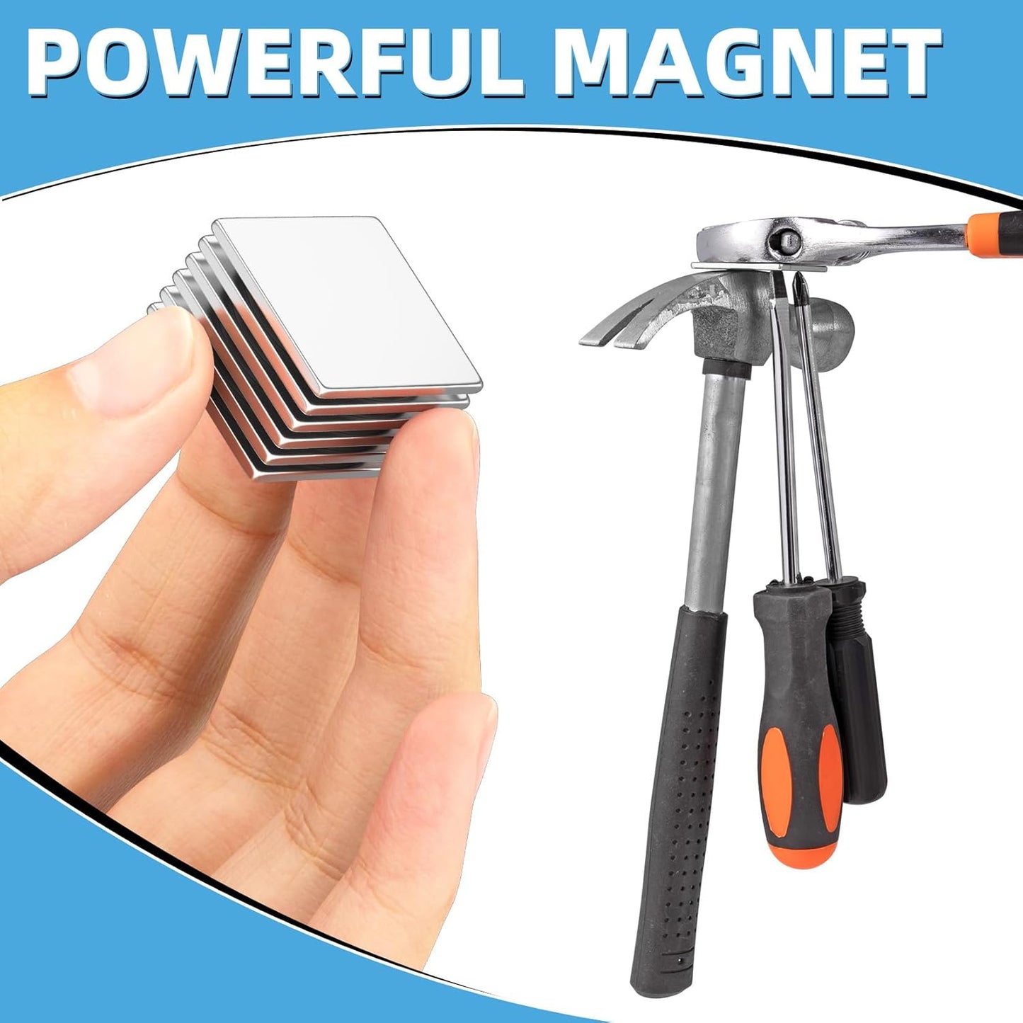 6 Pack Permanent Rare Earth Magnets, Powerful Neodymium Square Magnets for Fridge, DIY, Building, Science, Craft, Office, Whiteboard, Cruise 1.26 Inch X 1.26 Inch X 1/8 Inch