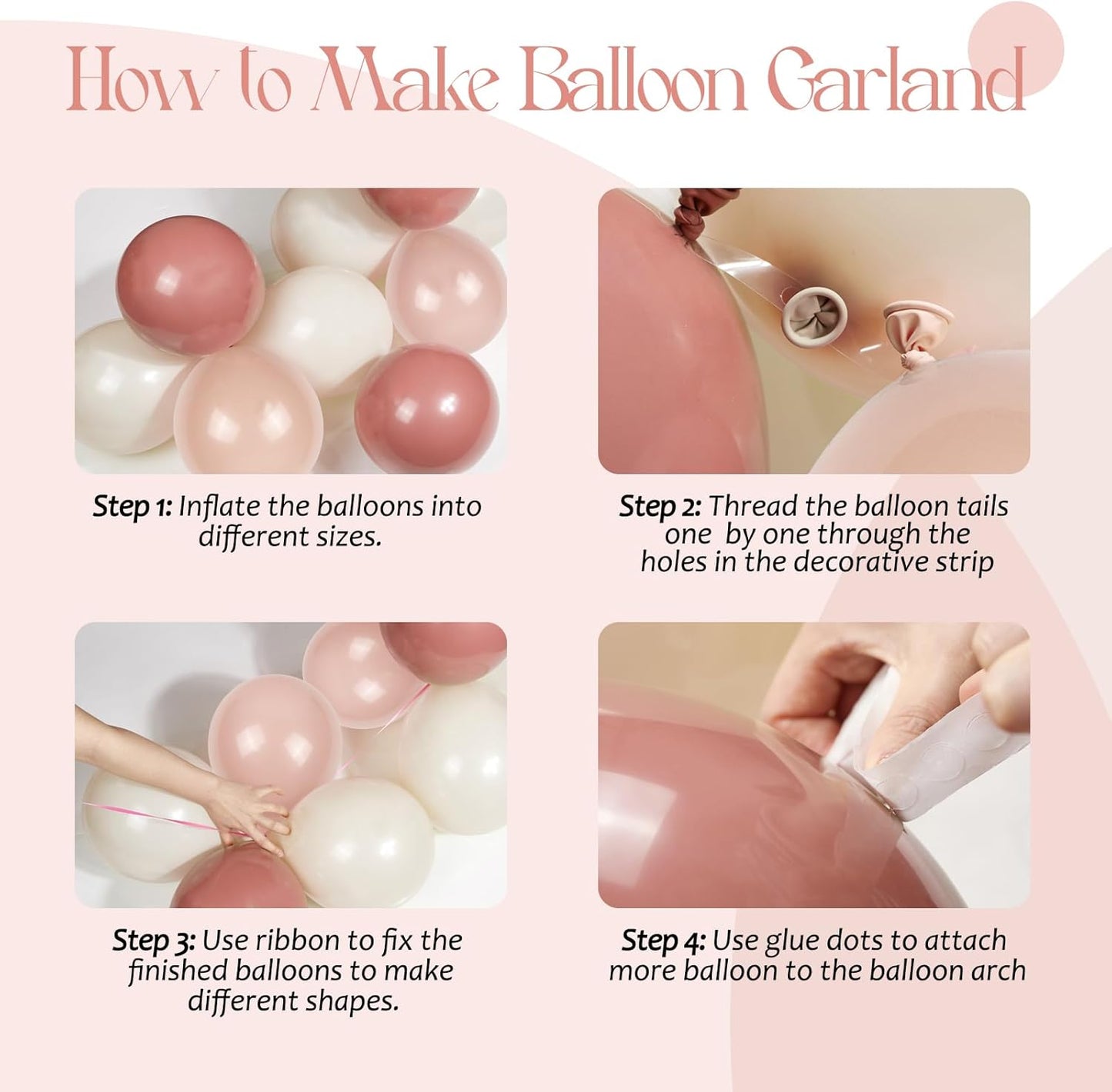 141Pcs Dusty Pink Balloon Arch Kit, Dusty Rose Balloons with Nude White Sand Light Pink Balloons, Boho Balloon Arch Kit for Bridal Wedding Baby Shower Birthday Party Decorations