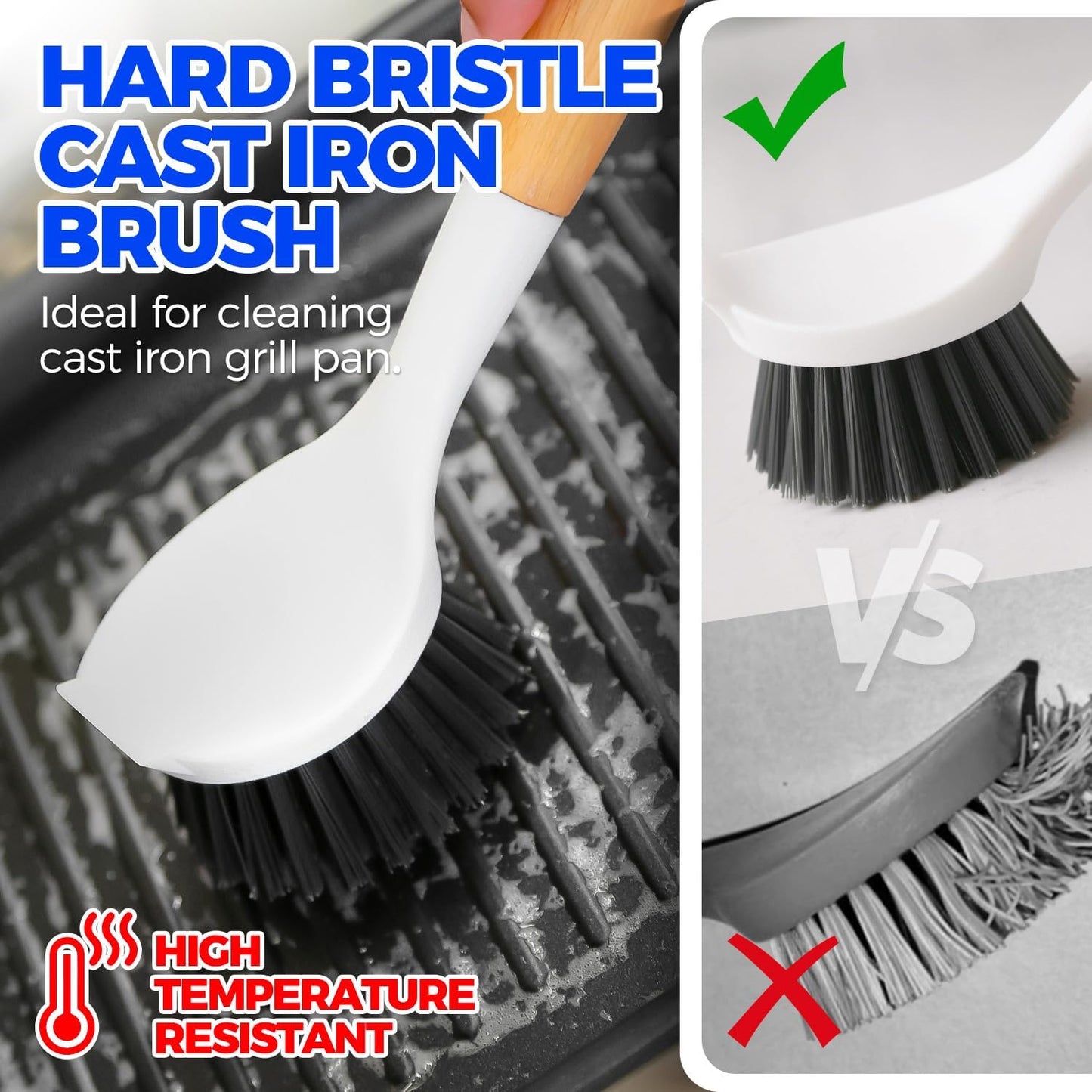 6 Pack Kitchen Brush Set & 3 Pack Bamboo Dish Brush Set