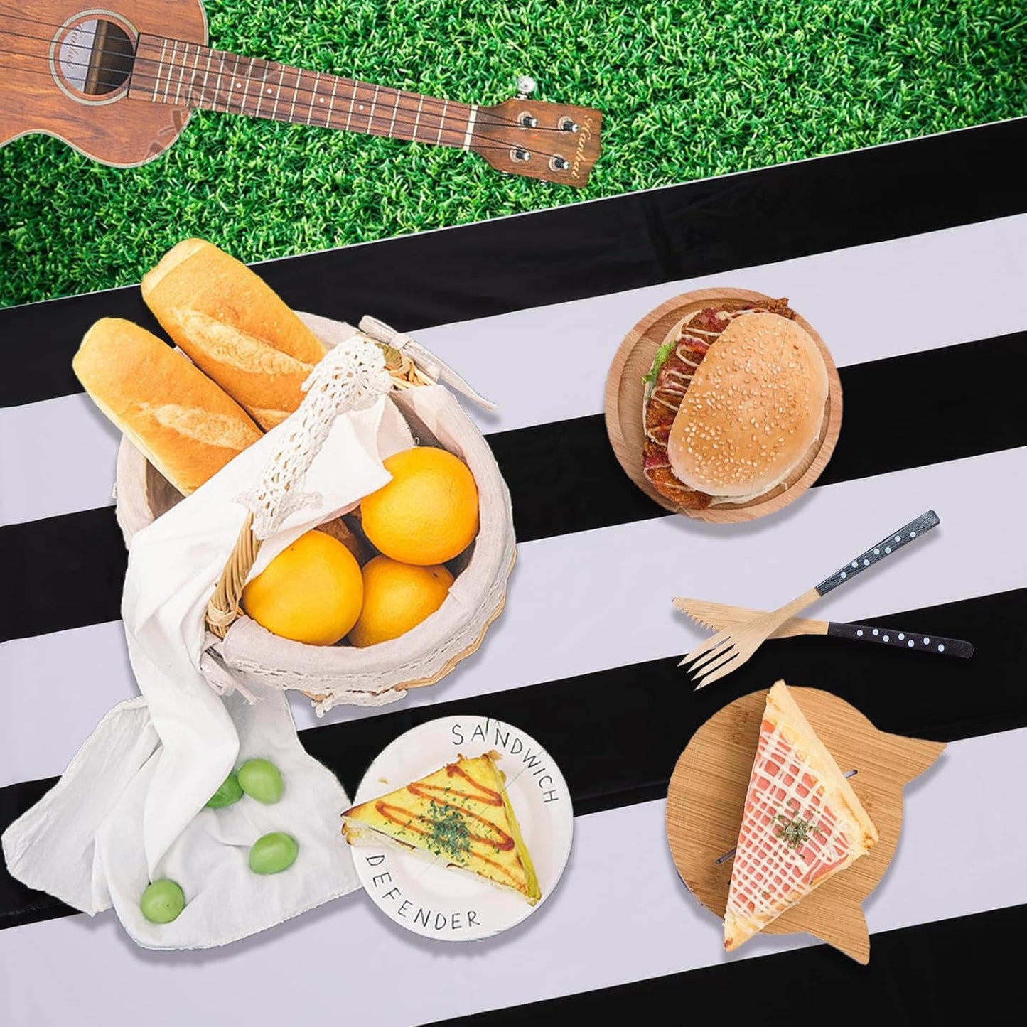 3 Packs Black and White Vertical Striped Tablecloth 54 X 108 Inch Geometric Black Stripe Table Cloths Disposable Plastic Stripe Table Covers Waterproof Picnic Tablecover for Camping Party