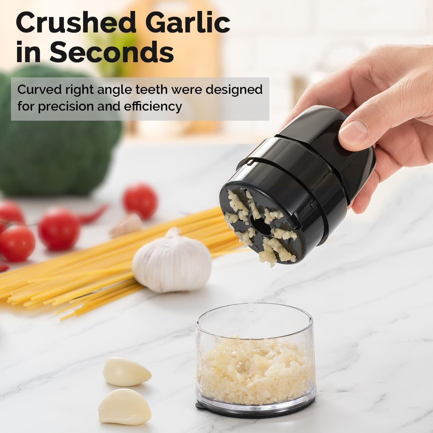Garlic Crusher Press, Easy Twist Garlic Mincer Grinder for Fast Crushing & Chopping, Bpa-Free, Dishwasher Safe, Versatile Kitchen Tool Also for Ginger, Herbs, Nuts, and More, Black