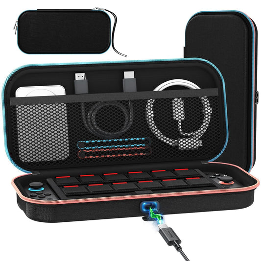 [Charge inside Carrying Case for Nintendo Switch 2 Console 2025, Travel Case with Charging Cable Port, Holds 12 Game Cards Cartridge for Switch 2 Accessories– Black