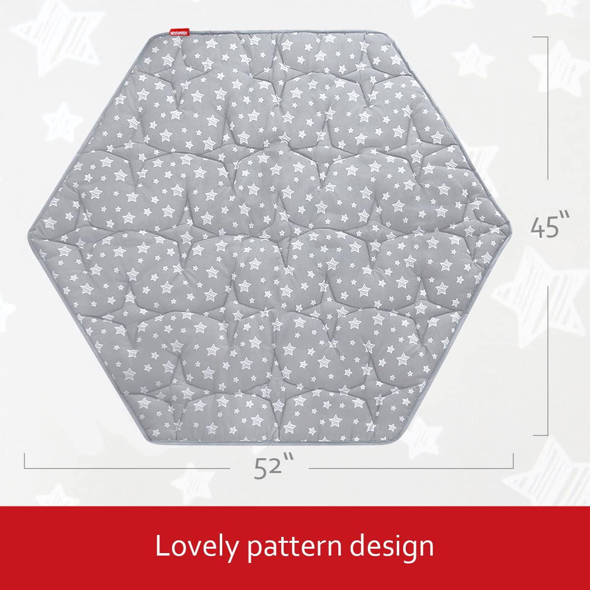 Hexagon Playpen Mat, Baby Playmat Fits Regalo Portable Play Yard 48 Inch and Hiccapop 53" Playpod Playpen, 6 Panel Playpen Mattress Non Slip Pad Mat