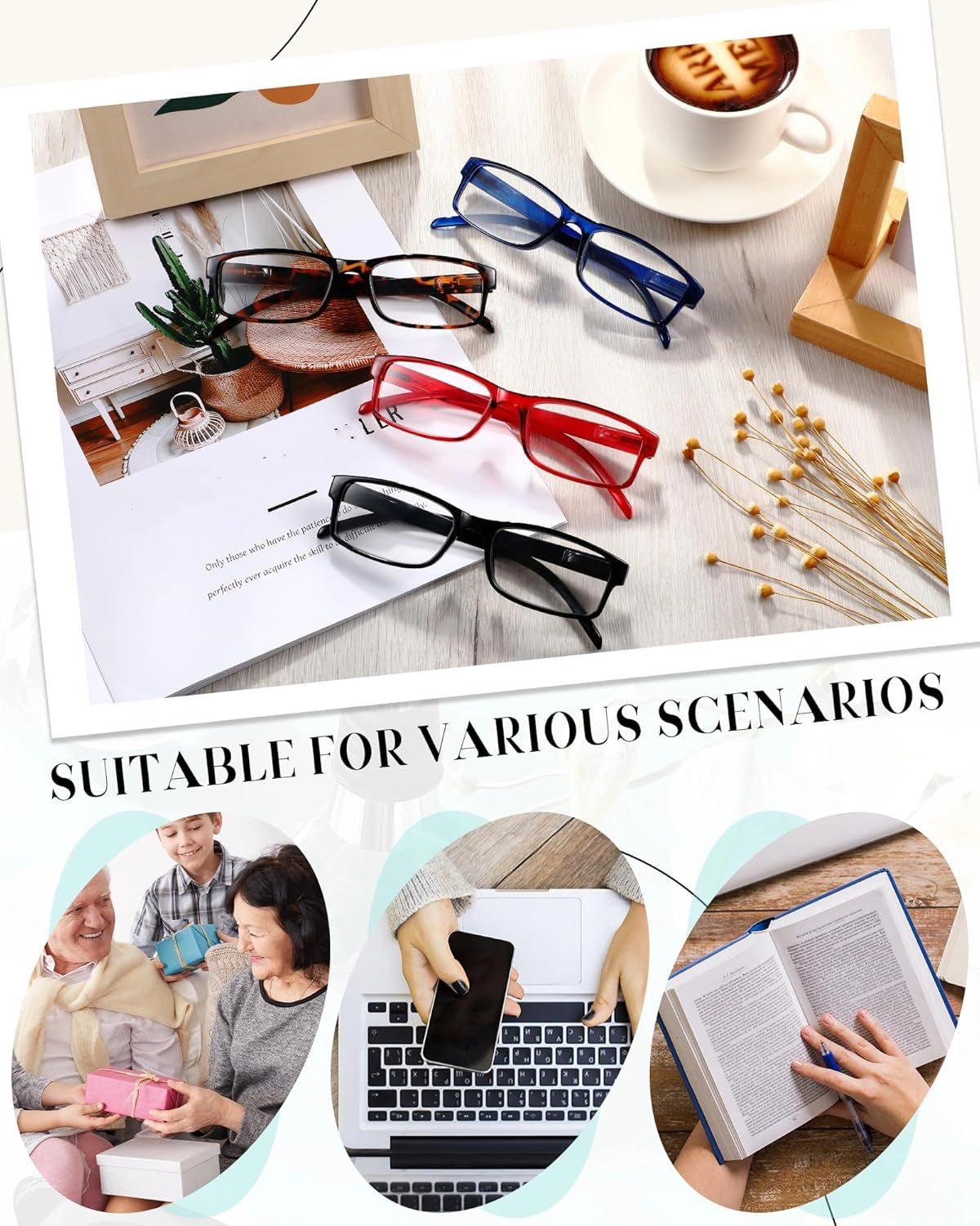 24-Pack Bulk Reading Glasses for Men and Women with Spring Hinges - Lightweight Eyewear