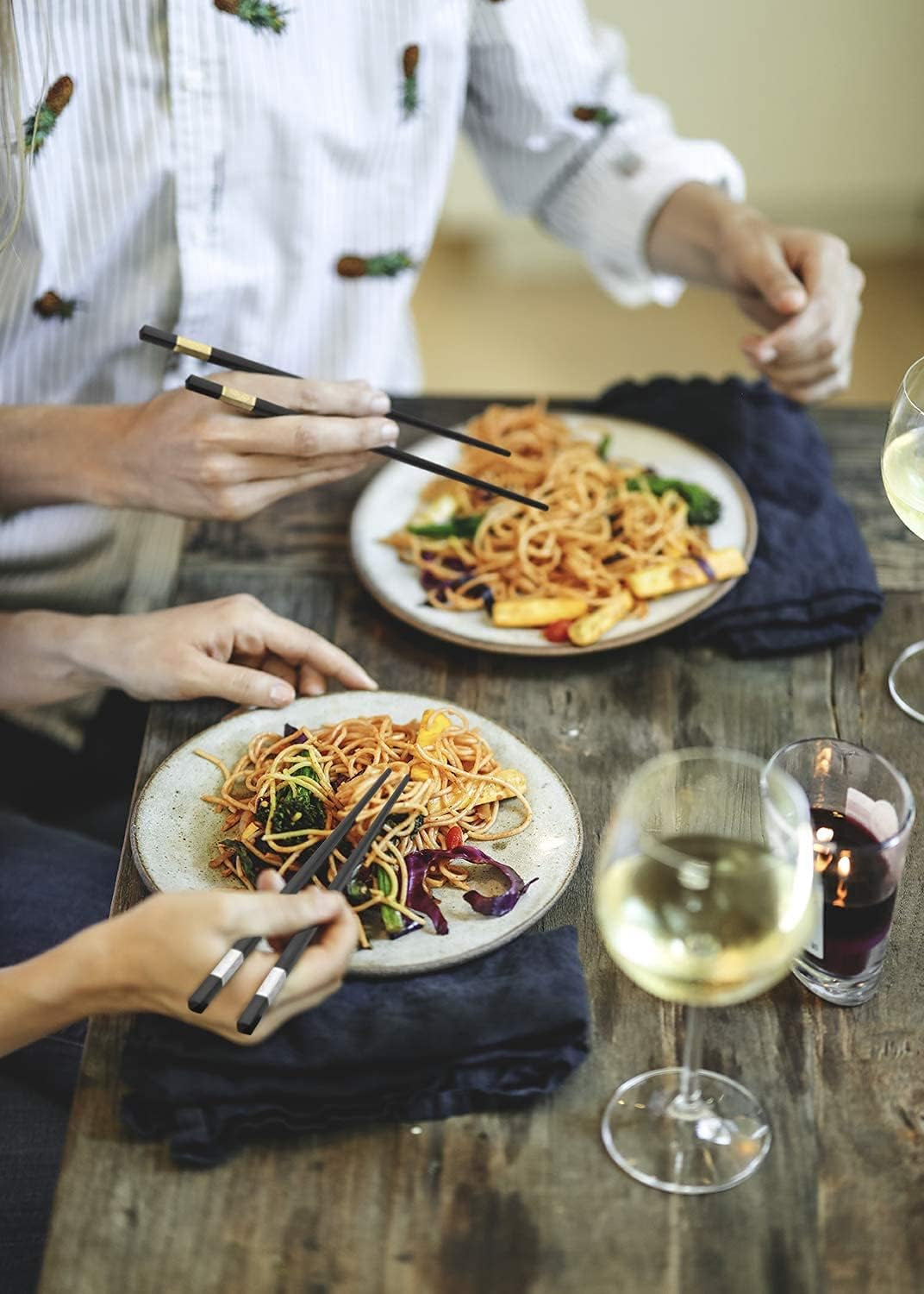 10 Pairs Fiberglass Chopsticks - Reusable Chopsticks Dishwasher Safe, 9 1/2 Inches - Gold