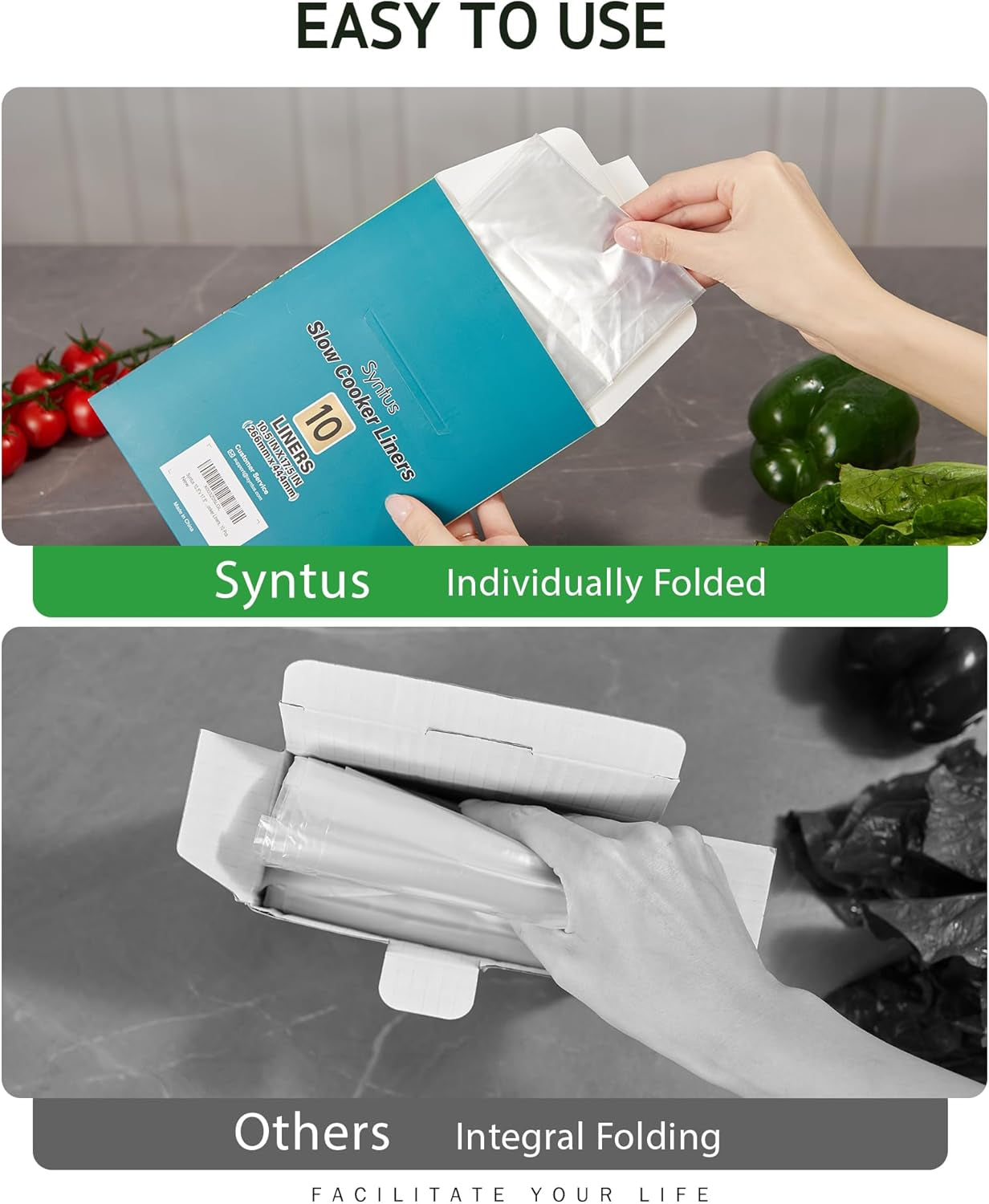 Slow Cooker Liners, 10 Count Cooking Bags Small Size Disposable Pot Liners Plastic Bags, Fit 1QT to 3QT for Slow Cooker Cooking Trays, 10.5"X 17.5", 10 Liners