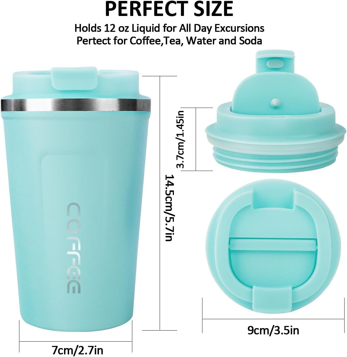 12 Oz Stainless Steel Vacuum Insulated Tumbler - Coffee Travel Mug Spill Proof with Lid - Coffee Cups for Keep Hot/Ice Coffee,Tea and Beer