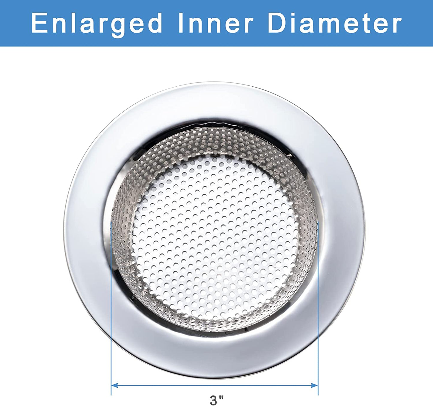 2-Pack Upgraded Double-Layer Kitchen Sink Strainer, Compatible with Most Drain Baskets (Outer Diameter 4.5 Inches)