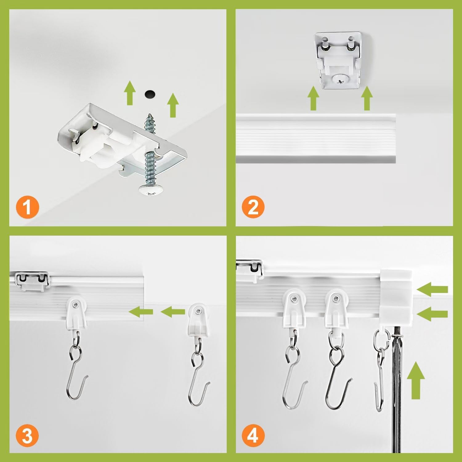 Flexible Ceiling Curtain Track, Ceiling Track for Curtains, Curtain Track Ceiling Mount, Curtain Rail, Ceiling Curtain Rod, Sliding Curtain Track System (8 Ft)