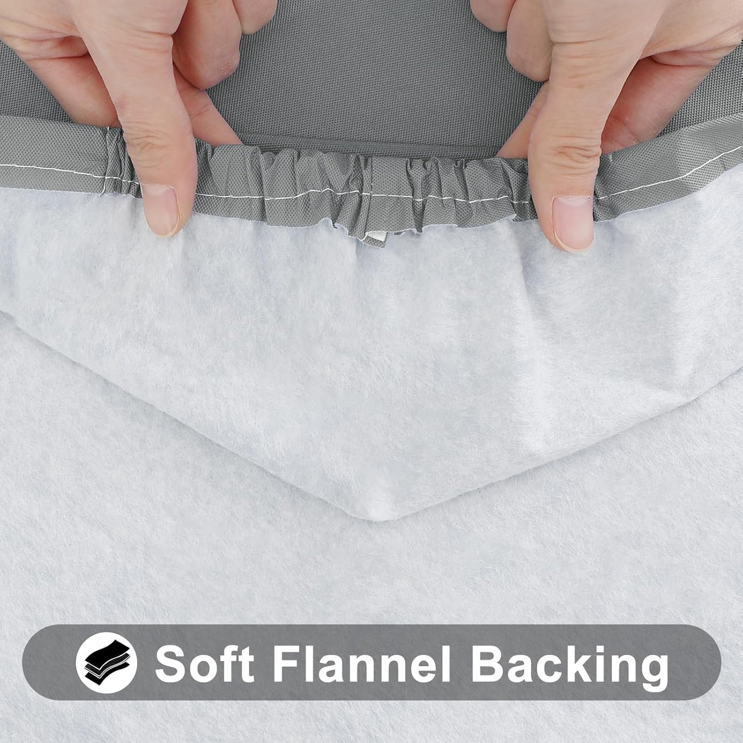 Elastic Fitted Vinyl Tablecloth with Flannel Backing for 6ft Folding Tables, Waterproof and Wipeable, Ideal for Indoor and Outdoor Use (Grey, 30" x 72")