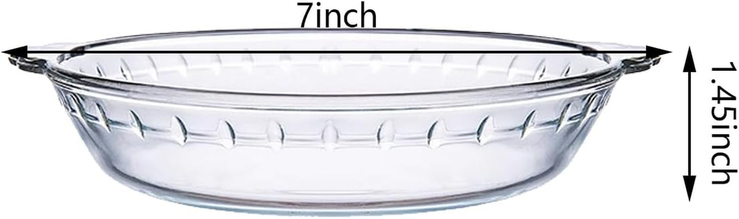 1 Pack round Glass Pie Pans for Baking round Baking Dishes with Handles for Apple Pie Pumpkin Pie Salads (Clear 7In)