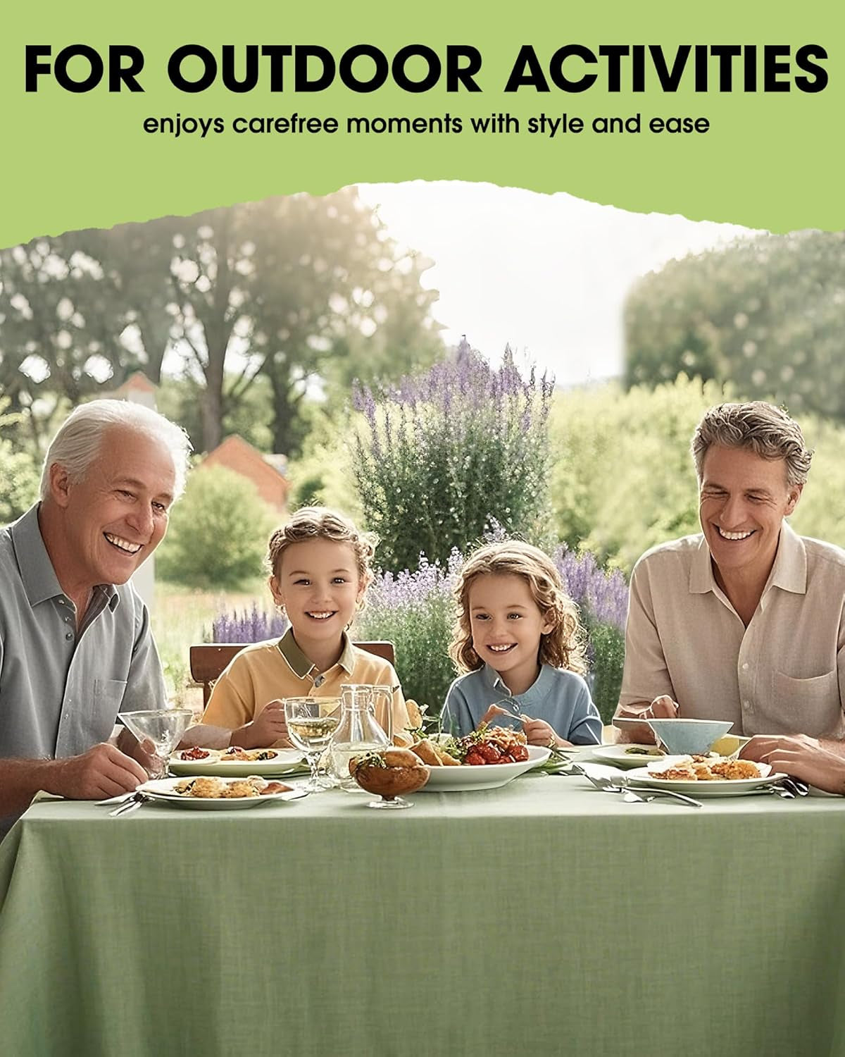 Rectangle Linen Tablecloth Waterproof & Stain Resistant, Wrinkle-Free Table Cloth Adds Elegance and Protection, Ideal for Dining, Party, Wedding and Outdoor, 52 X 70 Inch, Sage Green