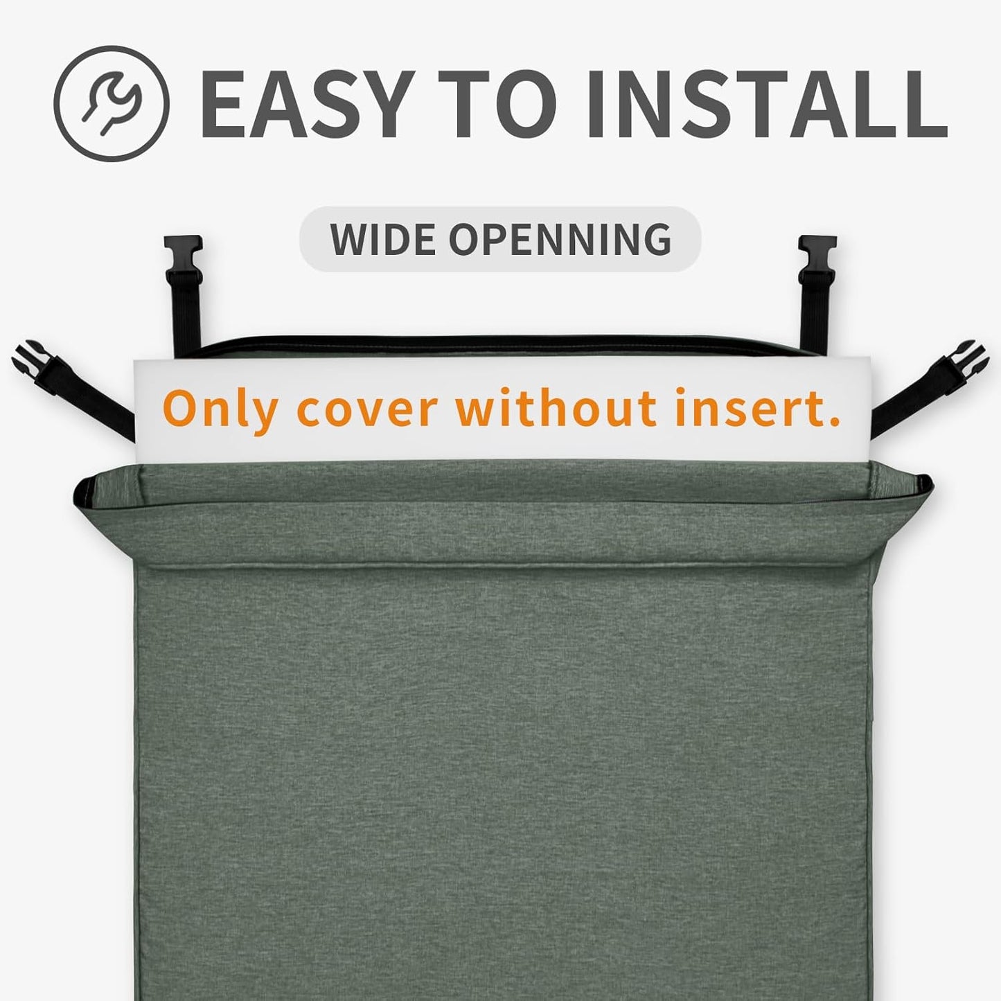 Patio Cushion Covers 22X20X4 Inch 4 Pack, Linen Look Outdoor Water Resistant Chair Seat Cushion Slipcover with Zipper for Outdoor Furniture, Covers Only! Sage Green