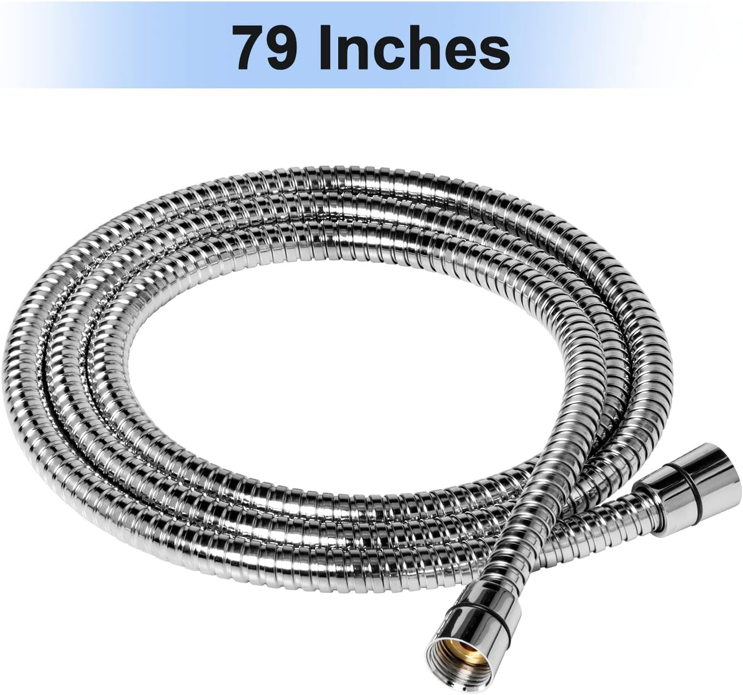 Shower Hose, 79 Inches Extra Long Stainless Steel Handheld Shower Head Hose with Brass Insert and Nut, Flexible, Chrome