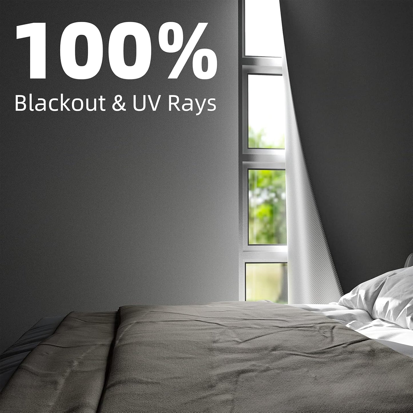 Portable Blackout Curtains 40"×57" Strong Hook and Loop Tape Strips with Adhesive,Blackout Shades That Can Be Cut,100% Blackout Material Window Blinds for Baby Nursery or Travel Use-White