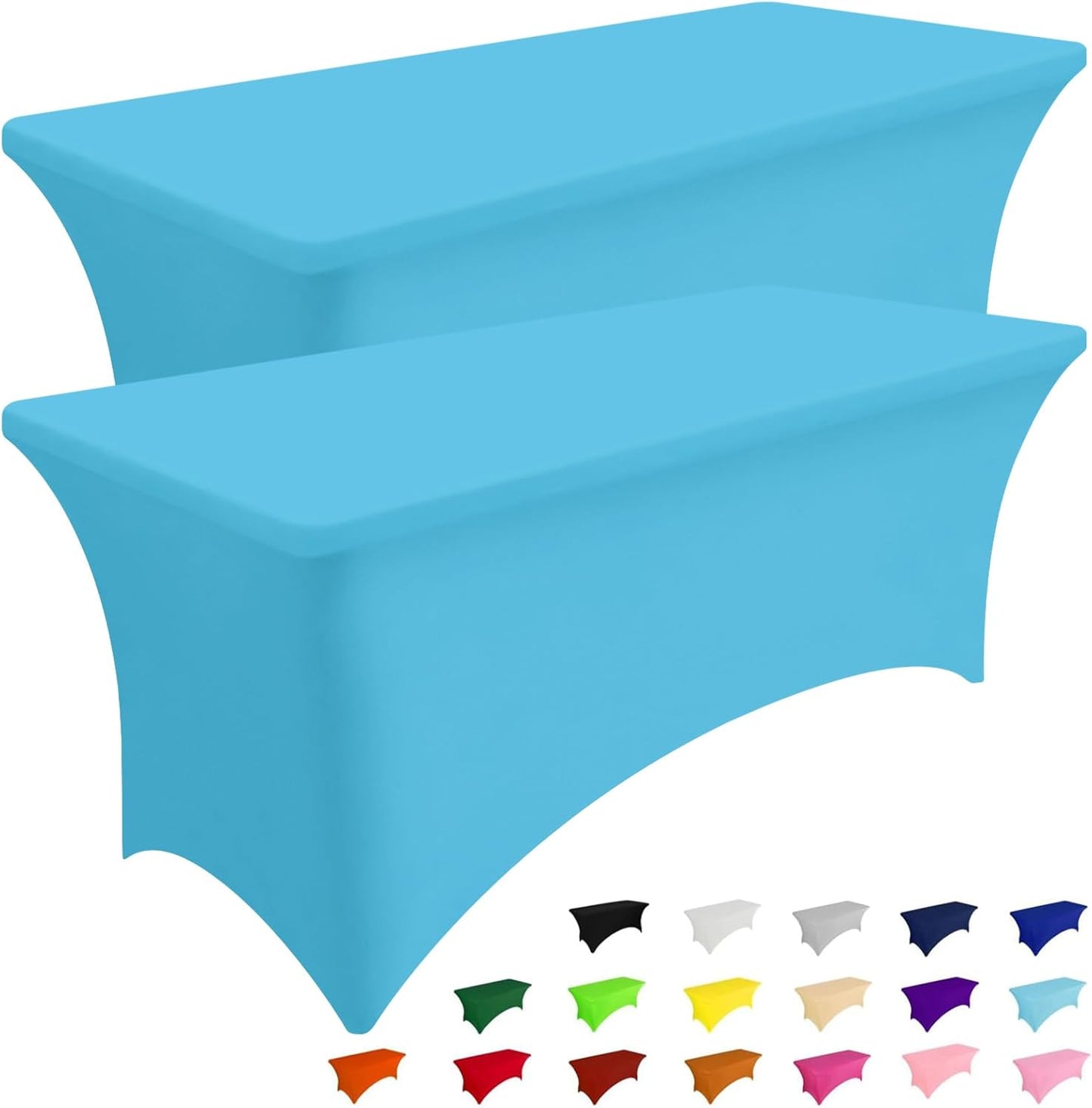2 Pack Spandex Table Cloth 4FT, Elastic Fitted Stretch Tablecloths for Rectangle Tables, Washable Table Cover for Outdoor, Wedding, Banquet & Parties (Blue Mist, 48Lx30Wx30H Inch)