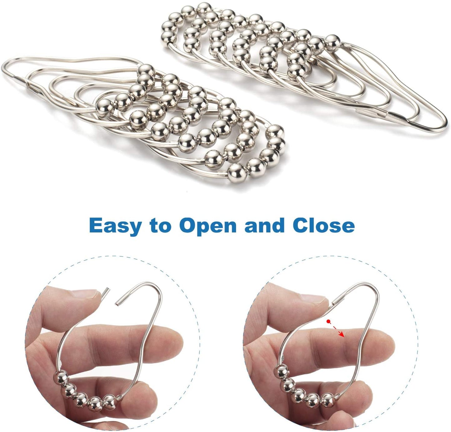 Set of Plastic Shower Curtain Liner and Stainless Steel Shower Curtain Hooks Rings