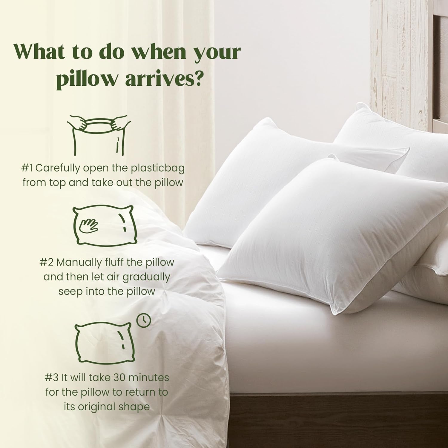 ® Goose Feather down Pillows, Bed Pillows for Sleeping with 2 Outer Protectors, Hotel Standard/Queen Pillows Set of 2 (Pack of 2)