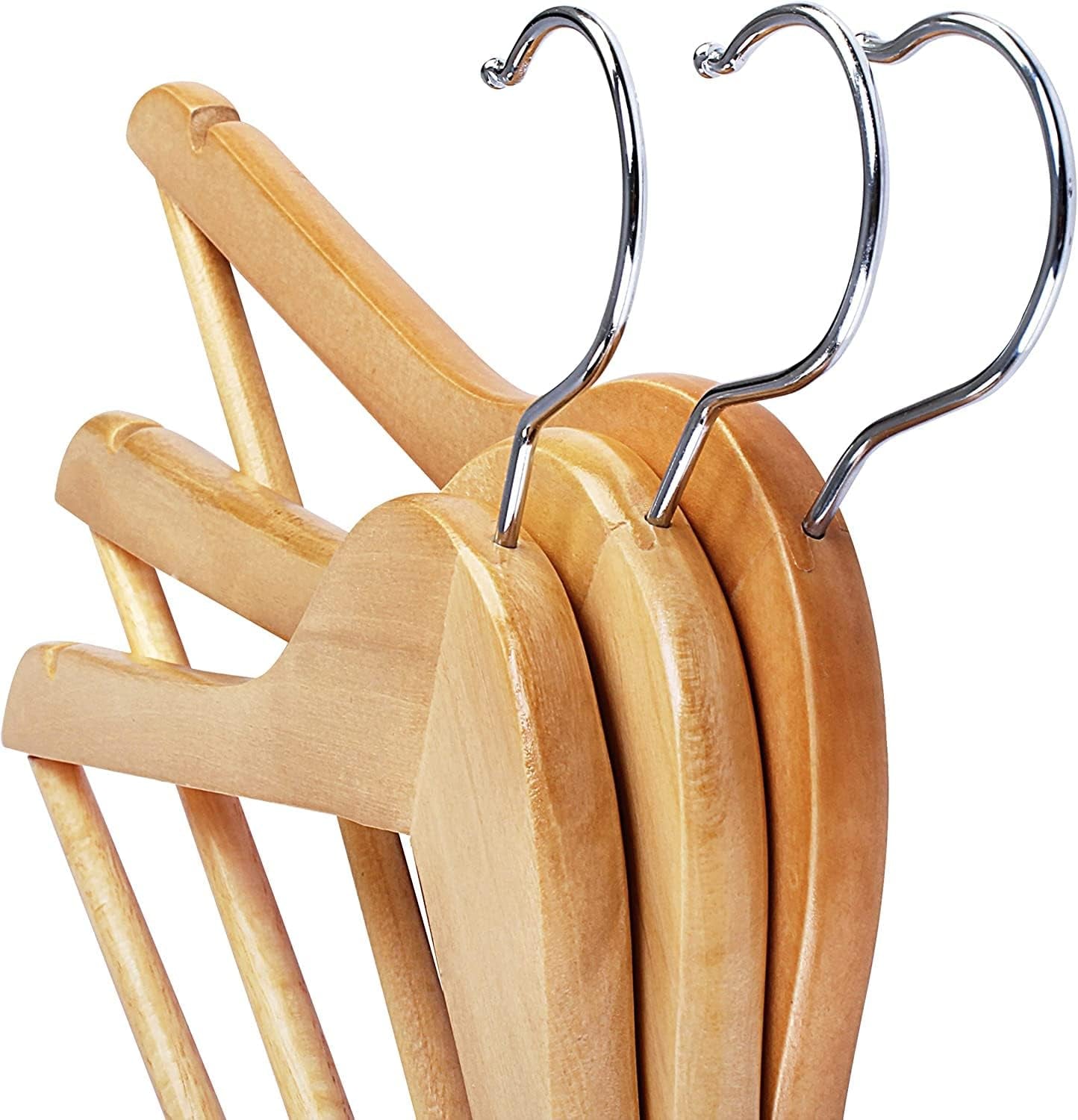 Premium Wooden Hangers 30 Pack - Durable & Slim Coat Hanger - Suit Hanger with 360-Degree Rotatable Hook - Wood Hangers with Shoulder Grooves (Natural Color)