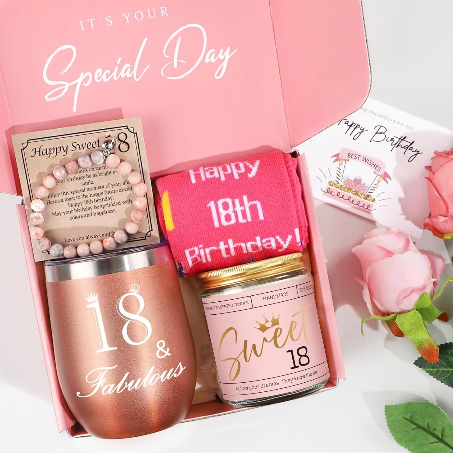 18Th Birthday Gifts for Girls, 18 & Fabulous Birthday Gift Ideas, 4PCS Unique 18Th Birthday Gifts for Her, Daughter, Niece, Granddaughter, 18Th Birthday Decoration, 18 18Th Eighteen Birthday Gifts