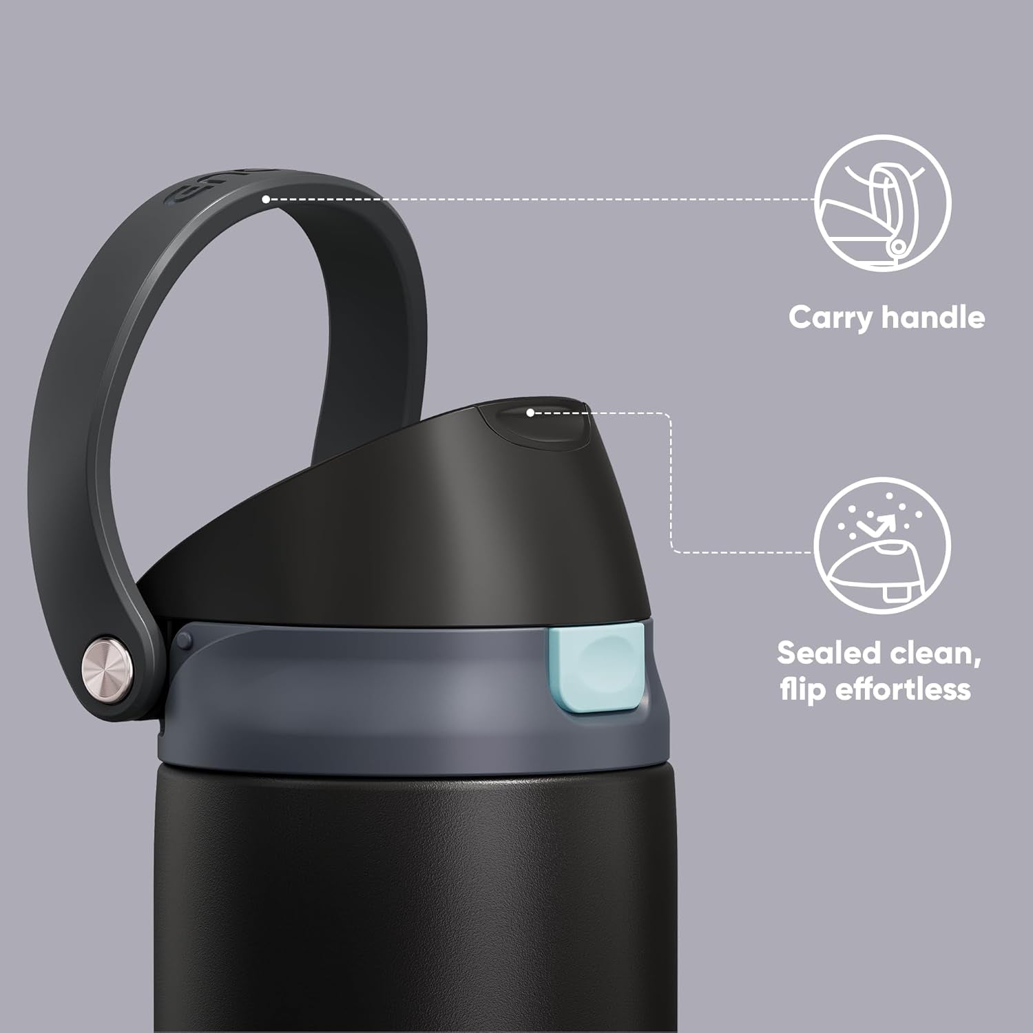 Insulated Stainless Steel Water Bottle with Straw - Leak Proof Sports Water Bottle for School, Travel, Keeps Cold All Day, One-Touch Flip Lid, Bpa-Free, 24 Oz, Charcoal Gray