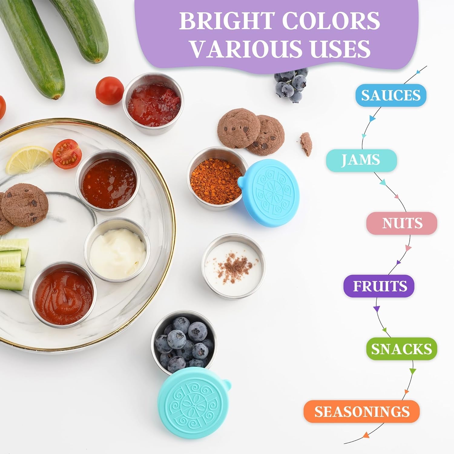 6X1.6 Oz Salad Dressing Containers with Lids, Small Leakproof Reusable Stainless Steel Salad Dressing Container to Go for Lunch Boxes,Sauce Containers, Picnics,Travel Meal Prep and Kitchen Storage.