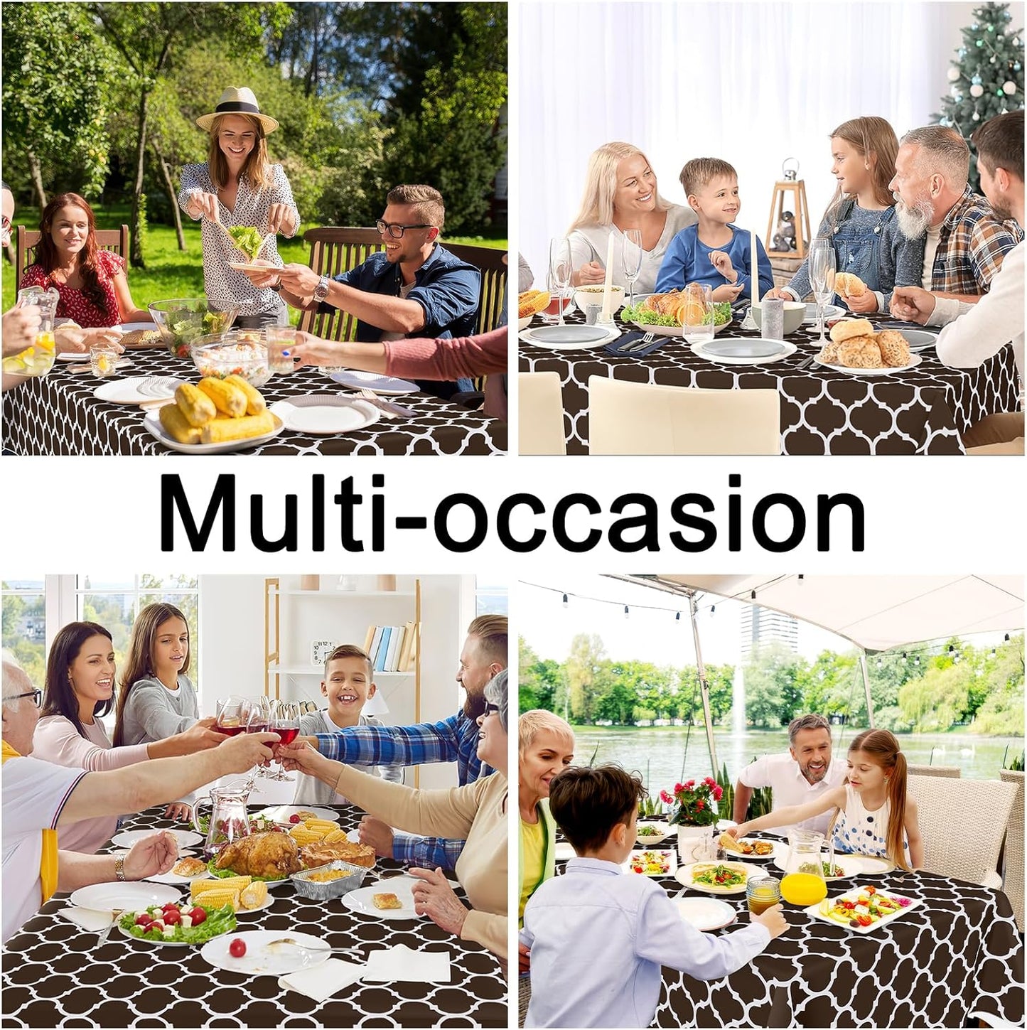Rectangle Waterproof Vinyl Tablecloth with Flannel Backing, Wipeable and Spillproof for Indoor and Outdoor Use (60" x 84", Coffee)