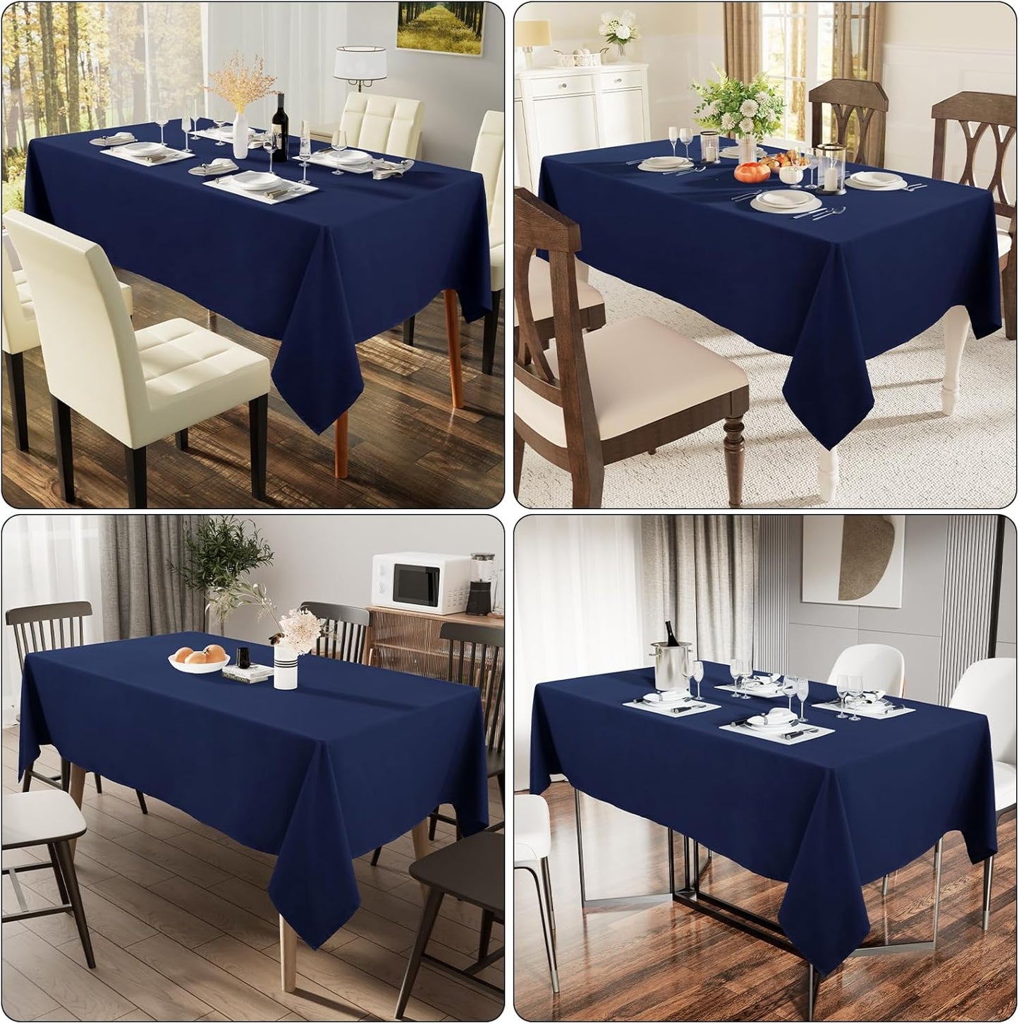 Rectangle Table Cloth, Waterproof Anti-Scratch Polyester Tablecloth, Decorative Washable Fabric Table Cover for Dining, Buffet, Parties and Outdoor, 60X84, Navy
