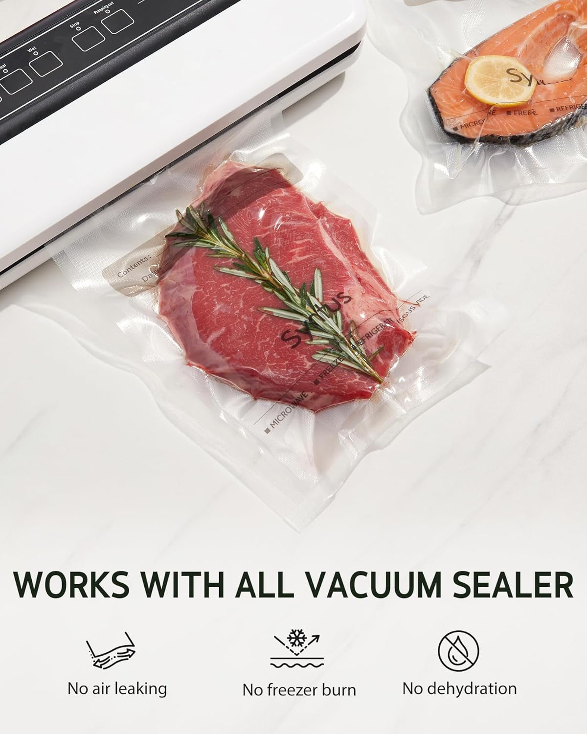 Vacuum Sealer Bags, 100 Count Quart 8" X 12" Comercial Grade Precut Bag for Food, BPA Free Food Vac Bags for Storage, Meal Prep or Sous Vide