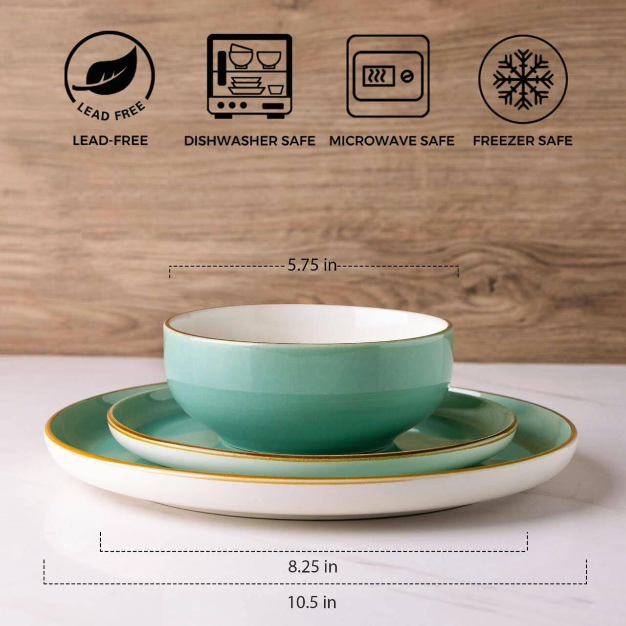 12-Piece Stoneware Dinnerware Set, Dishwasher and Microwave Safe, Service for 4