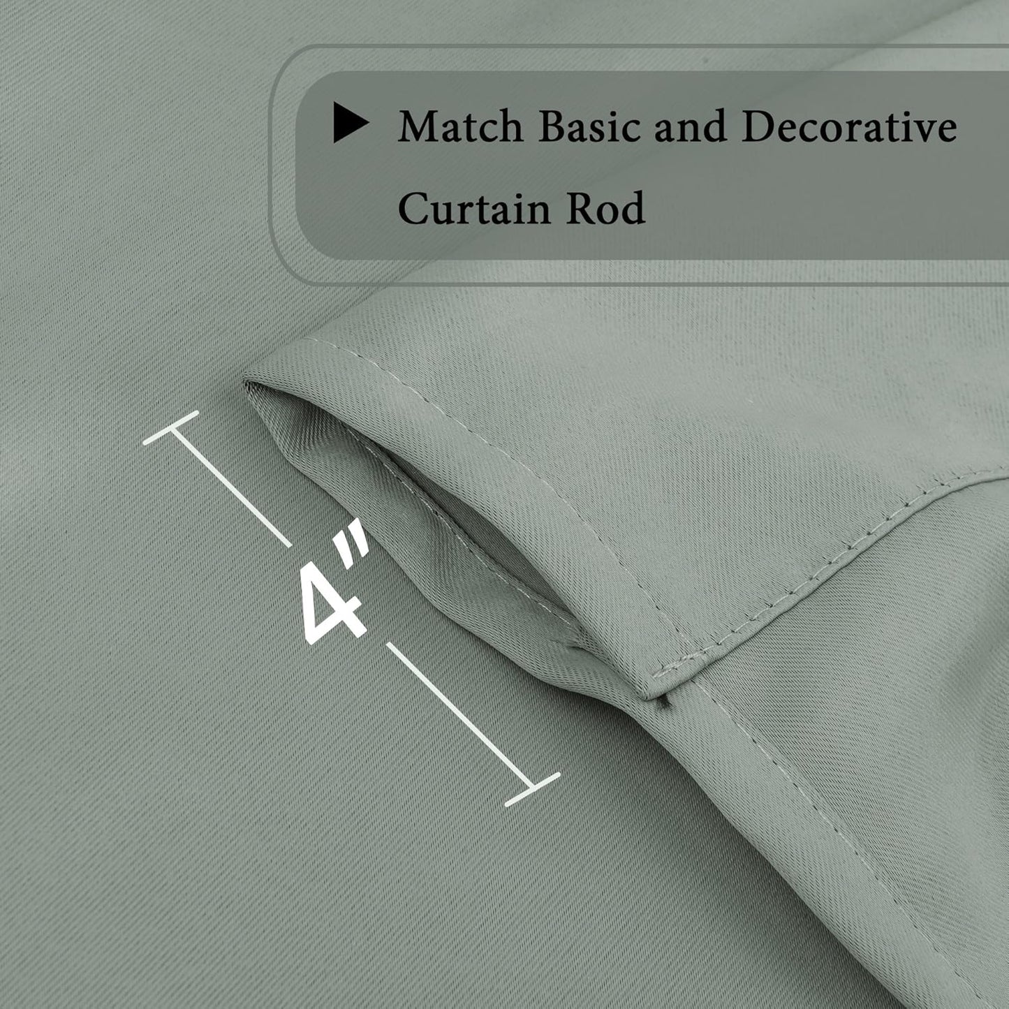 Blackout Curtains-Tie up Shade for Window Thermal Insulated Room Darkening Rod Pocket Curtains for Kitchen (Rod Pocket Panel, 42 Inches W X 63 Inches L,Light Sage)