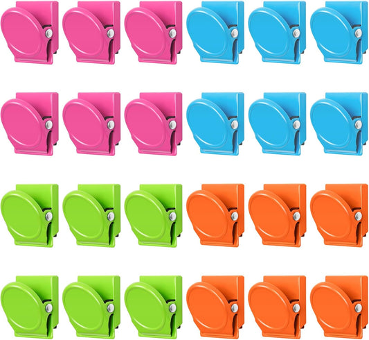 24-Piece Heavy-Duty Magnetic Clip Set for Refrigerators, Whiteboards, and Classroom Use - Ideal for Photo Displays and Lockers