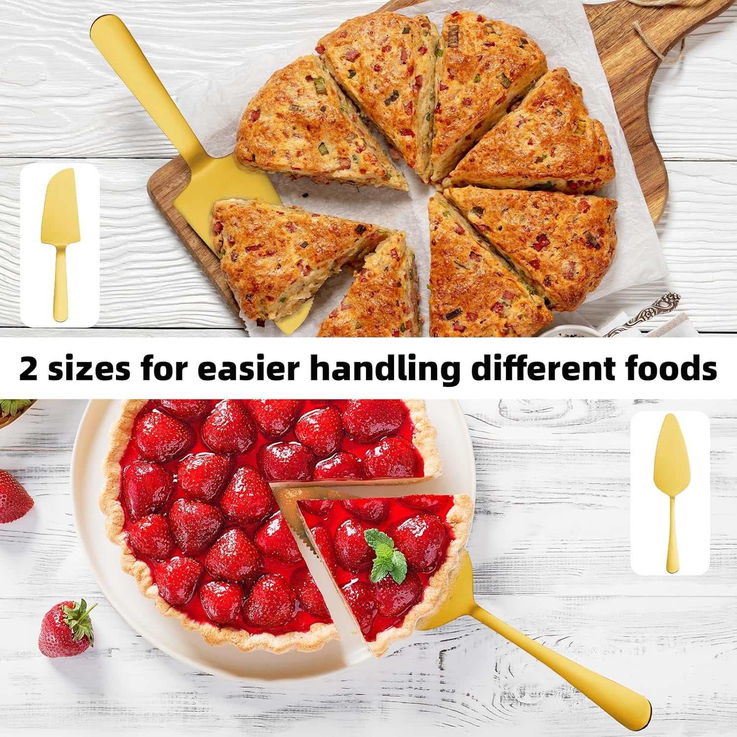 4 Pcs Gold Cake Cutting Set, Premium Cake Cutter & Pie Server Set for Wedding, Thickened Stainless Steel Cake Knife and Server with Rounded Edges, Pie Server Spatula Birthday Christmas Gift