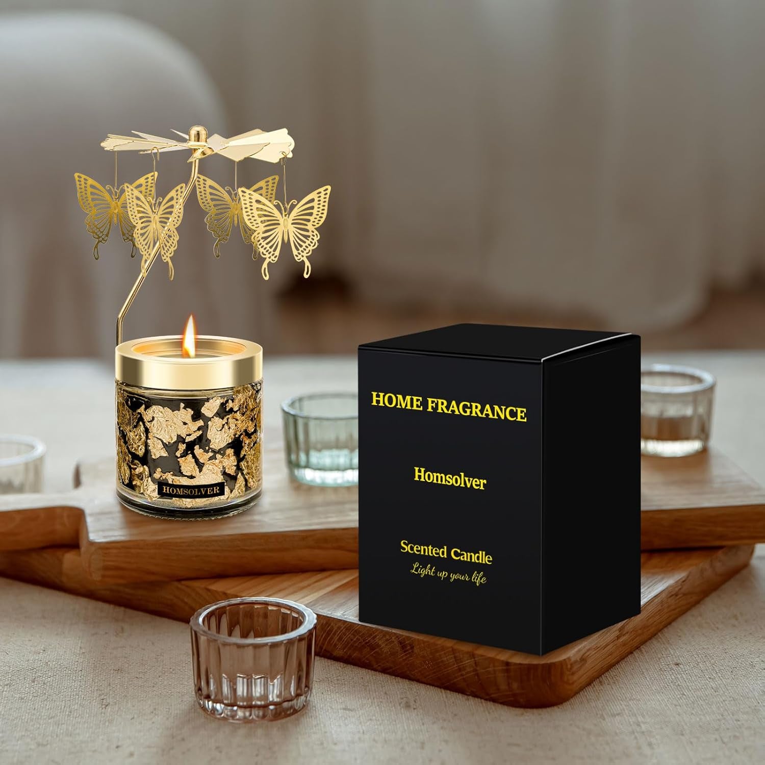 Butterfly Candle Gifts, Unique Gift for Women, Friend, Sister, Wife, Girlfriend, Anniversary, Christmas and Thanksgiving Rotatable Scented Candles for Her