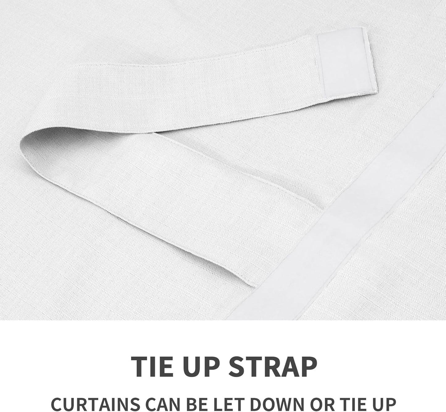 Linen Look French Door Curtains, Light Filgtering Privacy Window Door Curtain for Patio Glass Door Blind Tie up Shade, 1 Panel, 26X68 Inch, White