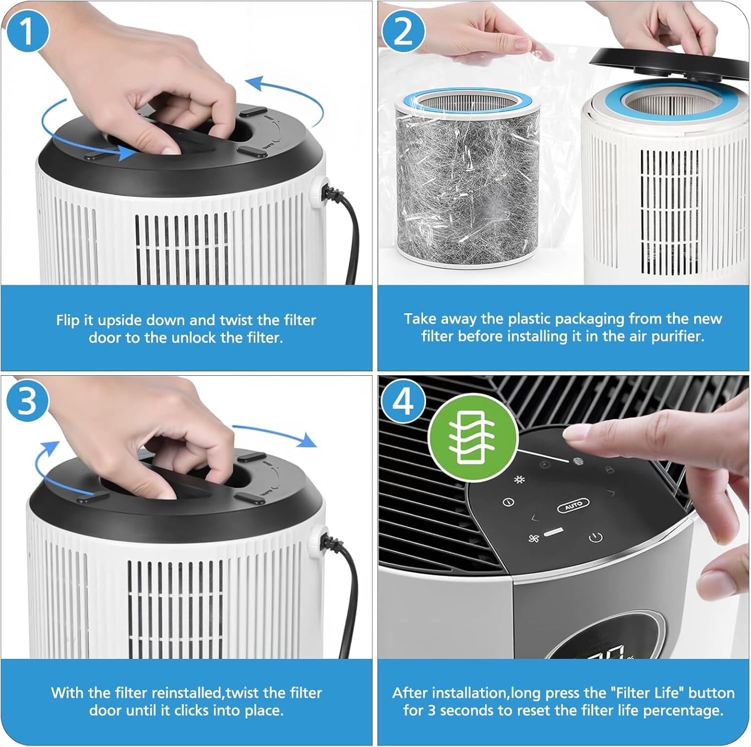 HP102 Replacement Filter Compatible with Shark HP102 HP102PET, HC452,HP132, HP152, HC450, HC451, HC455 Air Prurifier, for 99.97% of Particles, Part #HE1FKPET, HE1FKBAS, 2 Pack