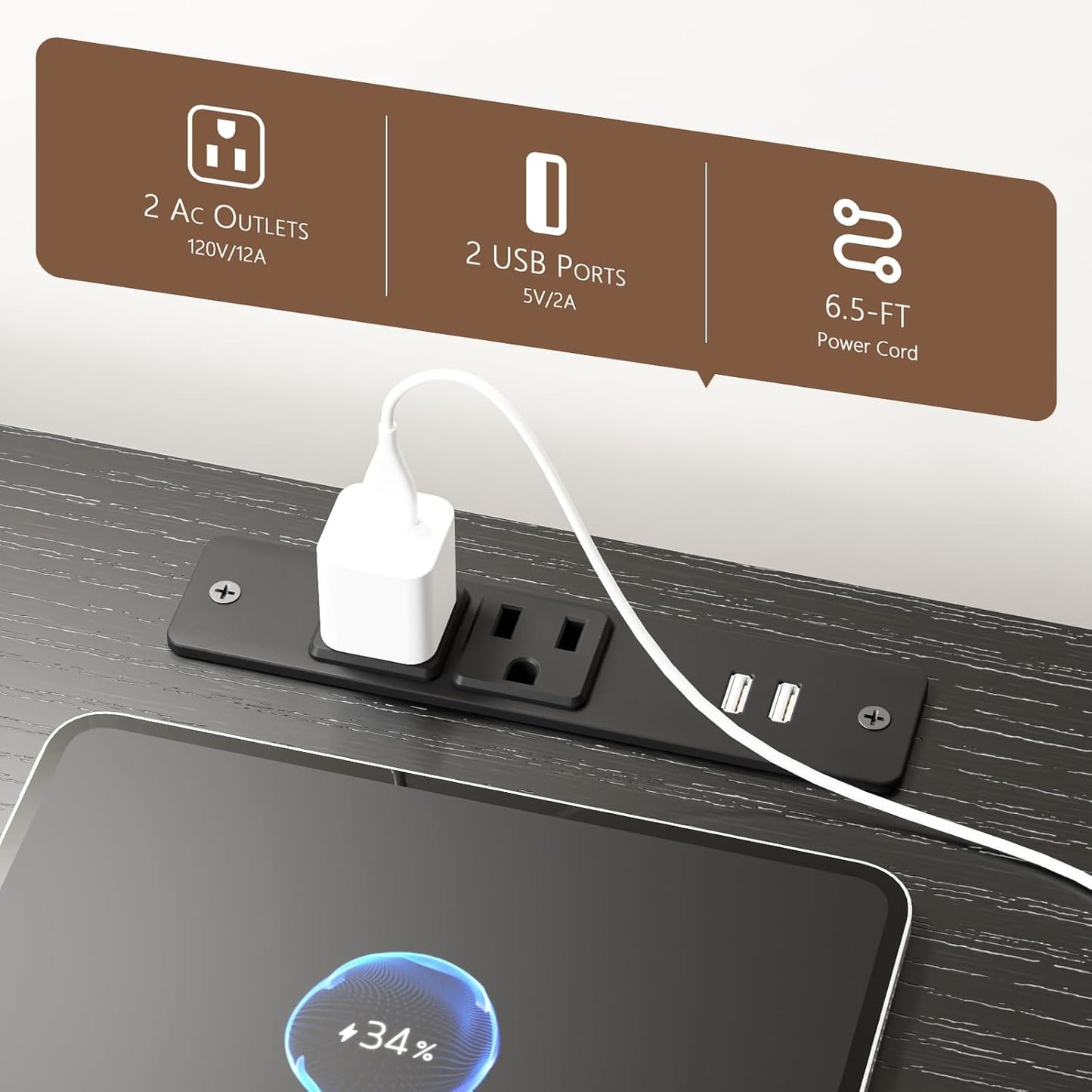 63-Inch Black Dresser and TV Stand for 65 to 75 Inch TVs, Featuring 10 Fabric Drawers, Power Outlet, and LED Lighting