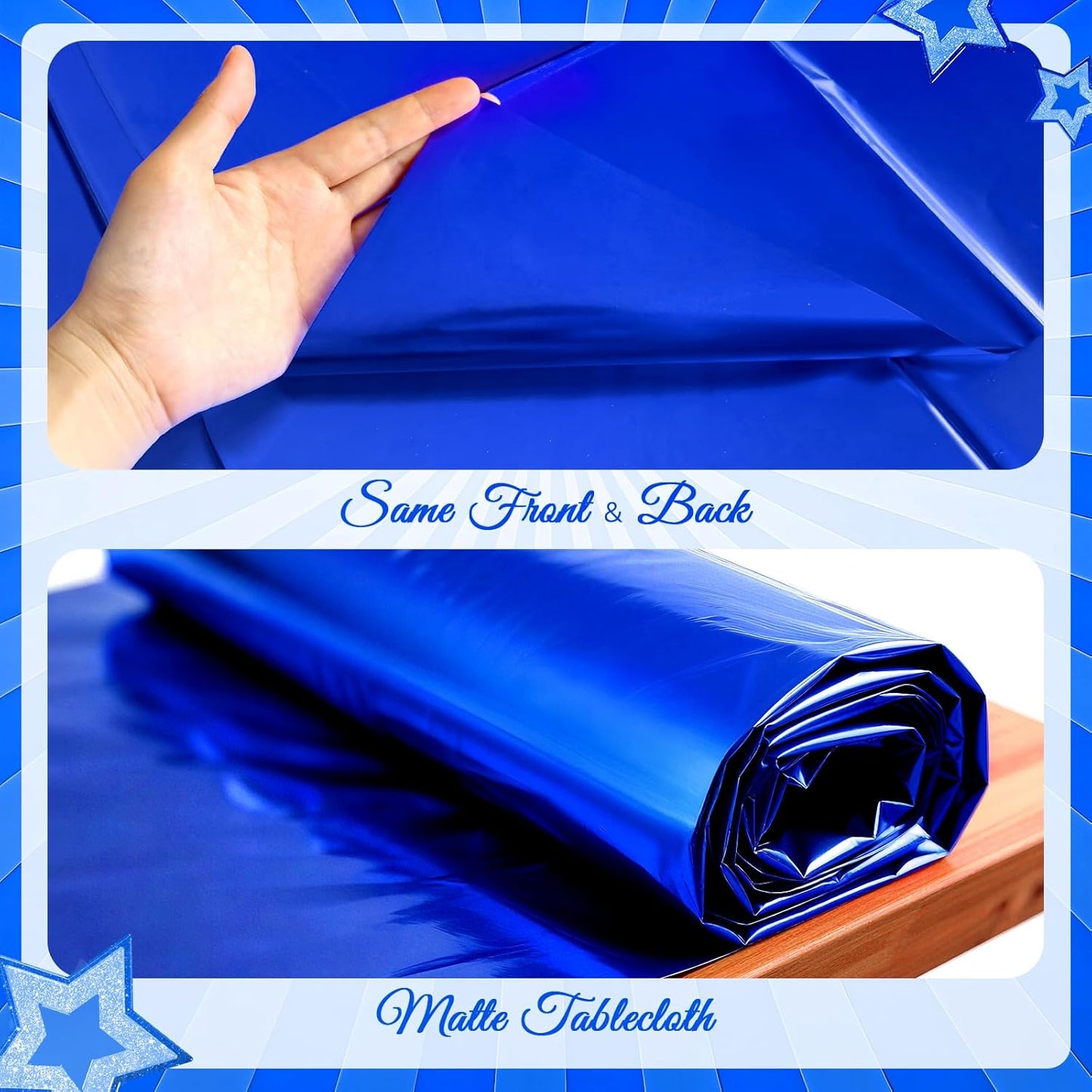 Set of 2 Lake Blue Plastic Tablecloths - Elegant Metallic Matte Finish, 40" x 108" - Ideal for Baby Showers, Christmas, Winter Celebrations, Birthday Parties, Weddings, and Graduation Decorations